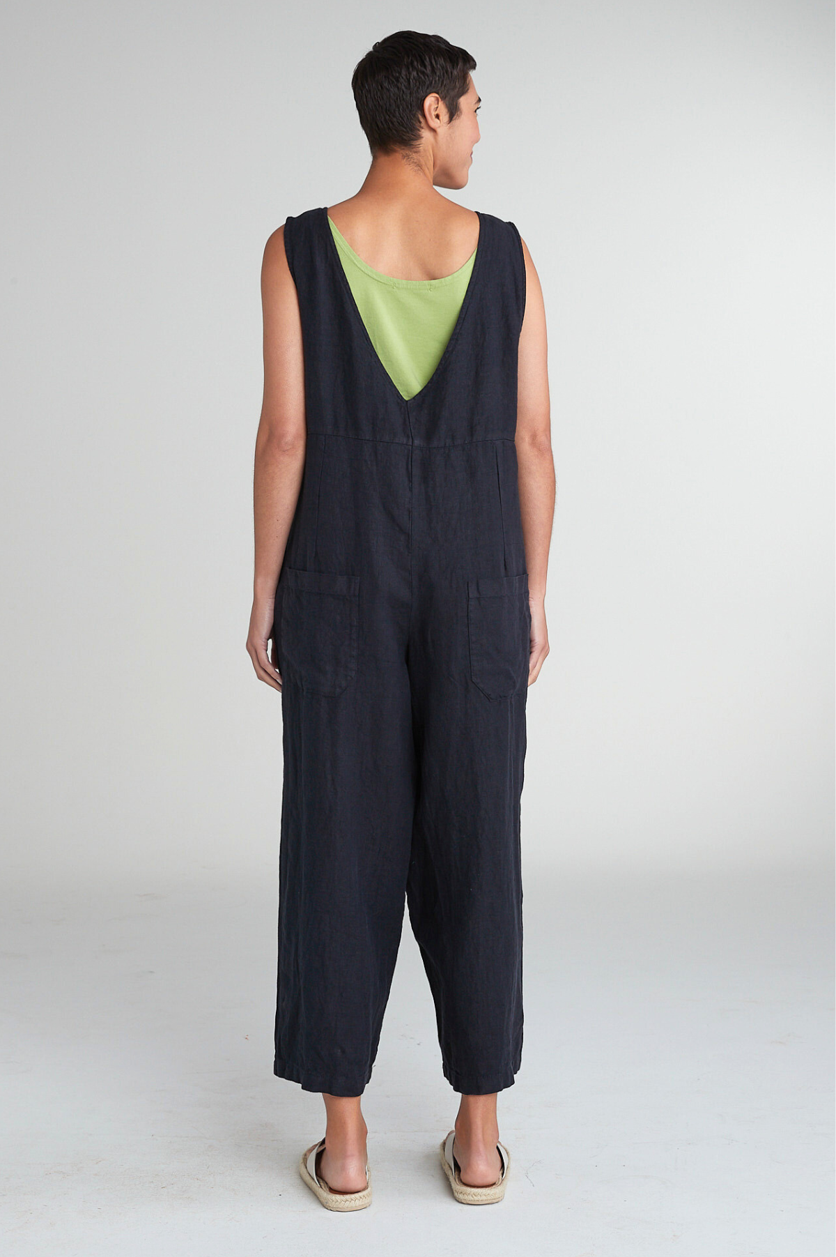 Cut Loose Solid Linen V-Neck Overalls Spring 2025- Special Order