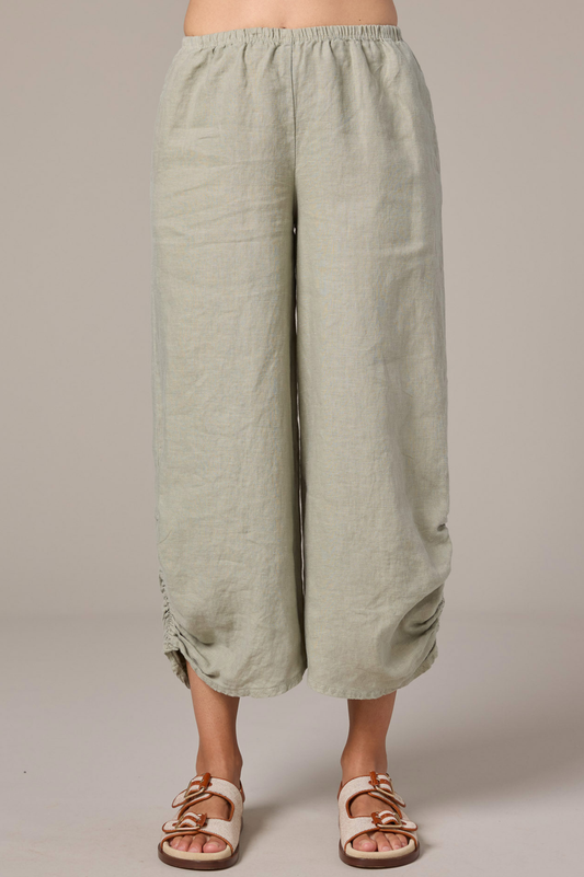 Cut Loose Solid Linen Ruched Pant w/ Pockets Spring 2026- Special Order - thread to cloth