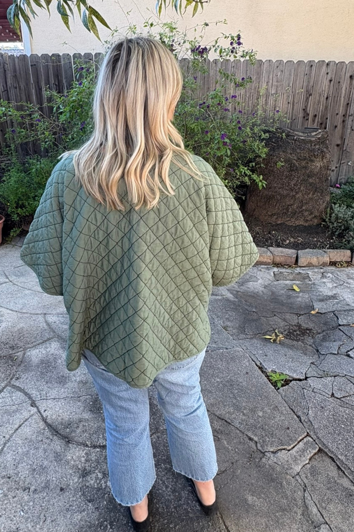 Cut Loose Clothing Quilted Parachute Shawl Cardi Fall -Succulent