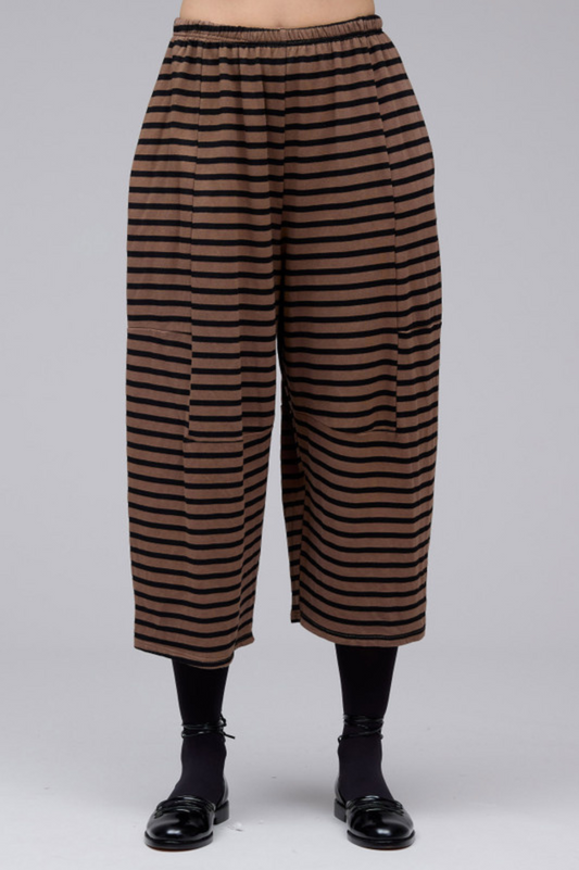 Cut Loose Black Stripe Fleece Balloon Crop Pant Fall 2025-Special Order