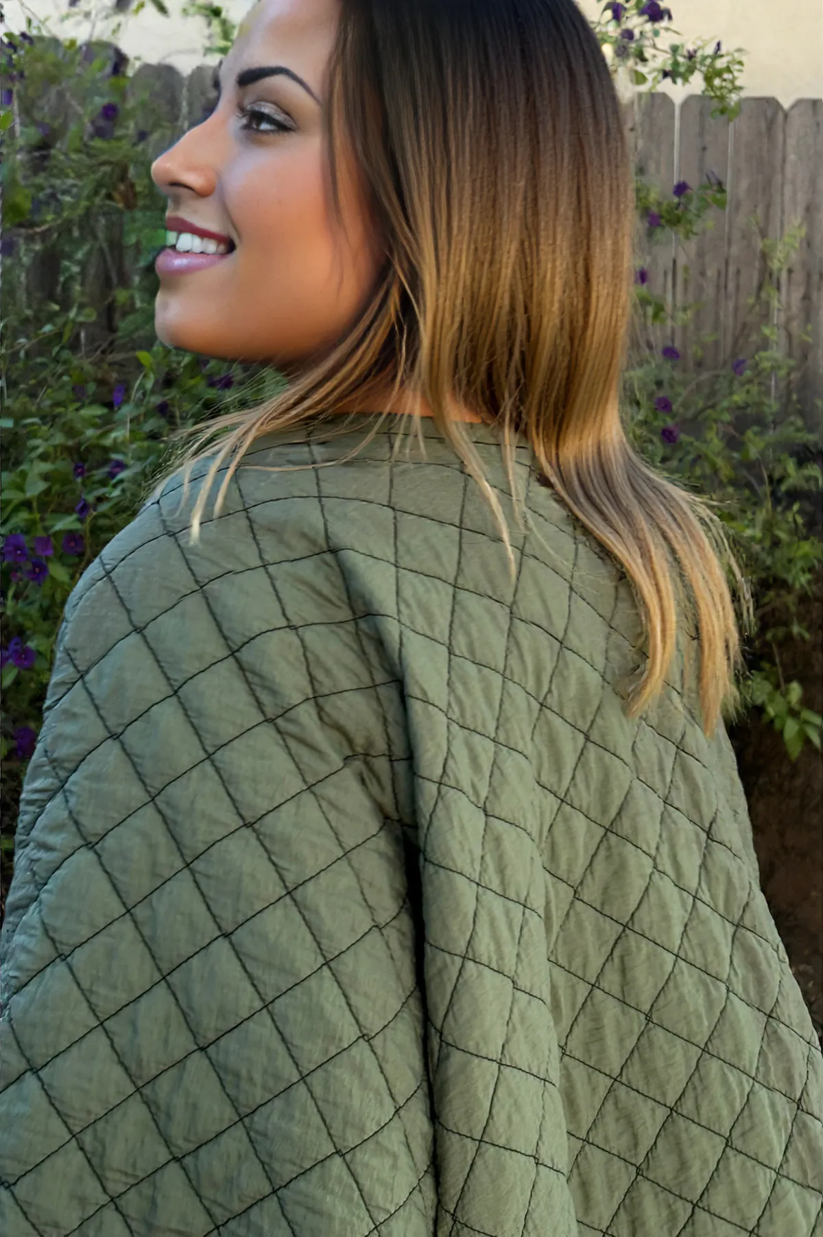 Cut Loose Clothing Quilted Parachute Shawl Cardi Fall -Succulent