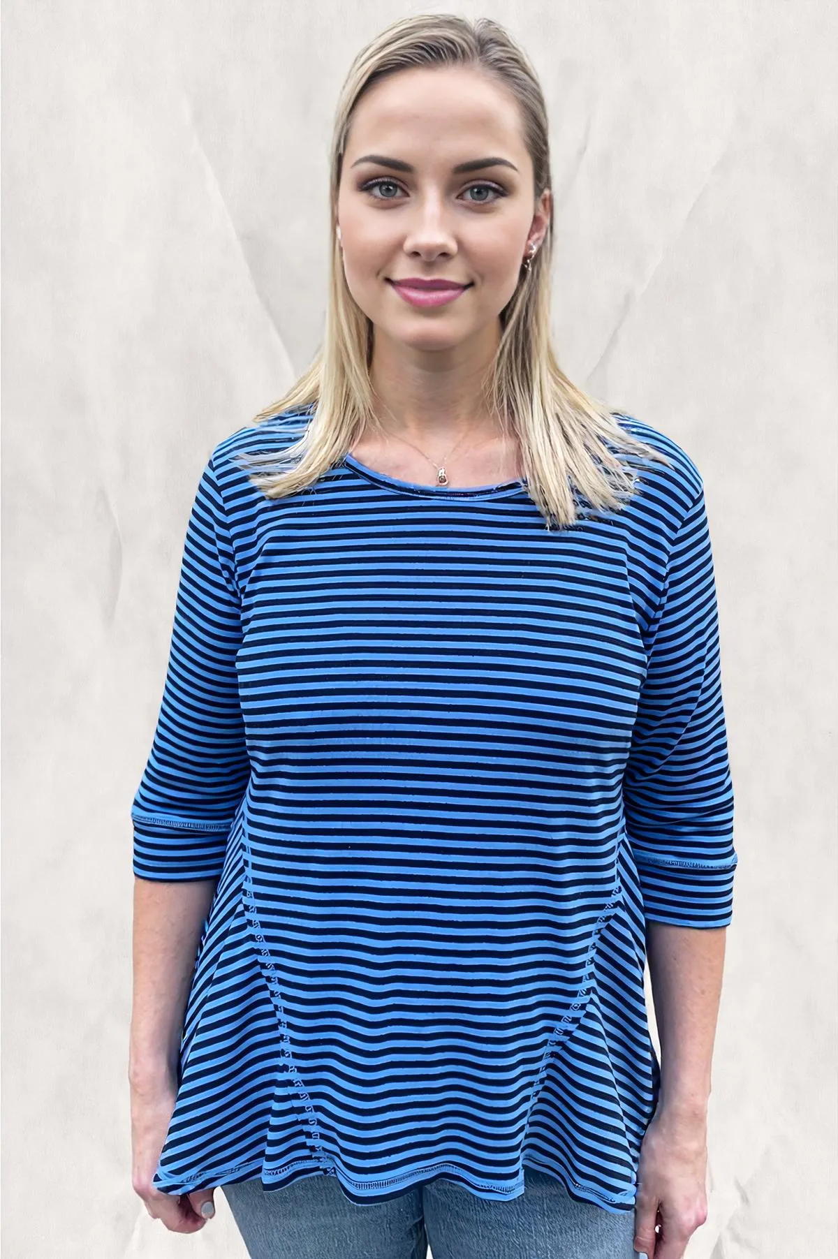 Color Me Cotton Navy Stripe Tunic by CMC Click