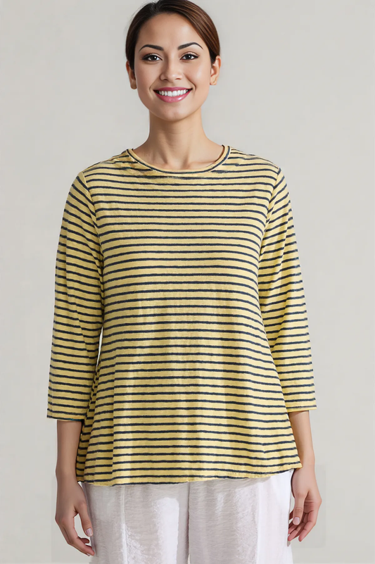 Cut Loose Navy Stripe 3/4 Aline Boatneck Top Summer 2025- Special Order