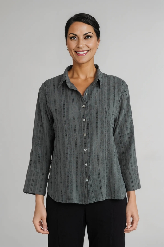 Cut Loose Pinstripe Linen Crop Easy Shirt Spring 2025- Special Order