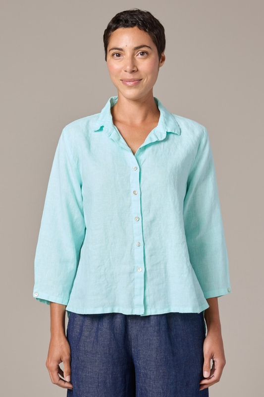 Cut Loose Solid Linen Hi-Low Crop Shirt Spring 2026- Special Order