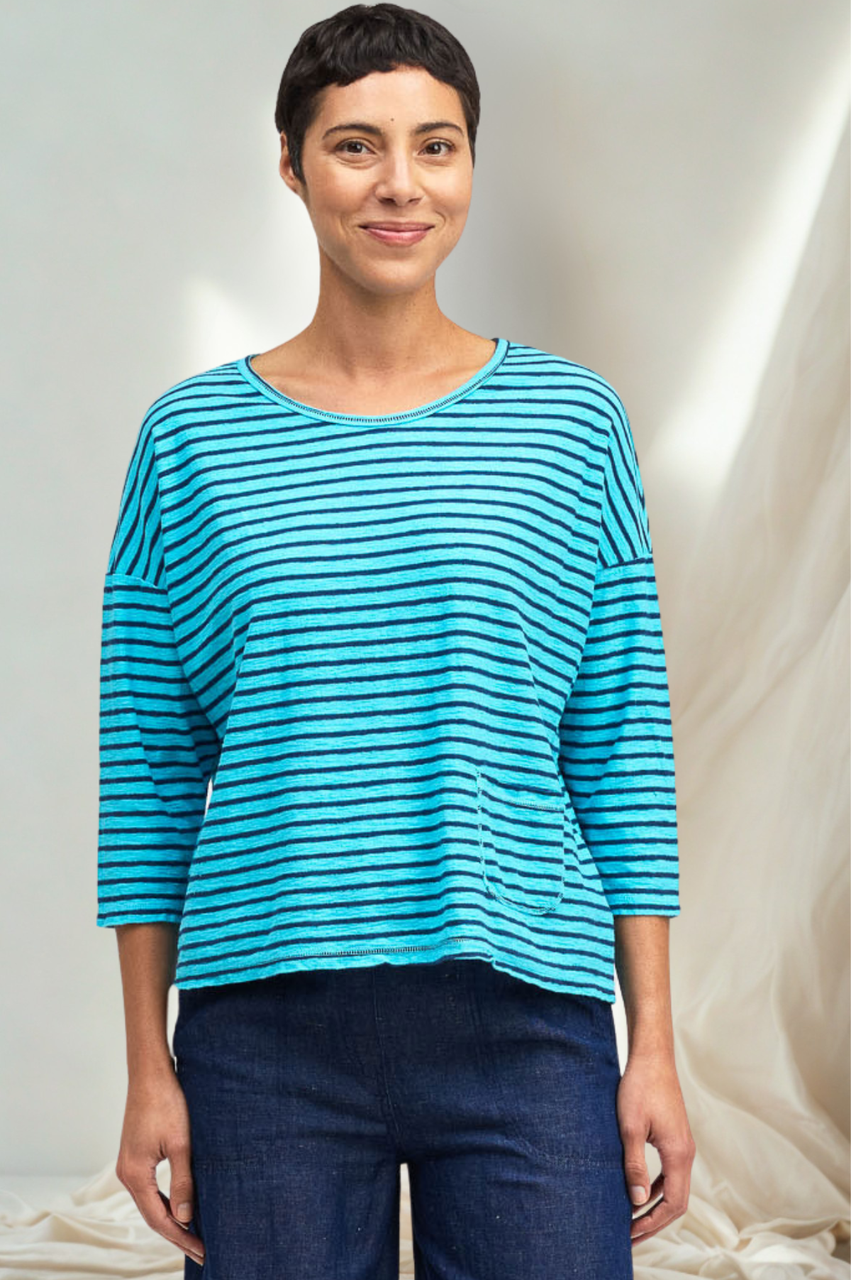 Cut Loose Navy Stripe Boxy Pocket Tee Summer 2026- Special Order - thread to cloth