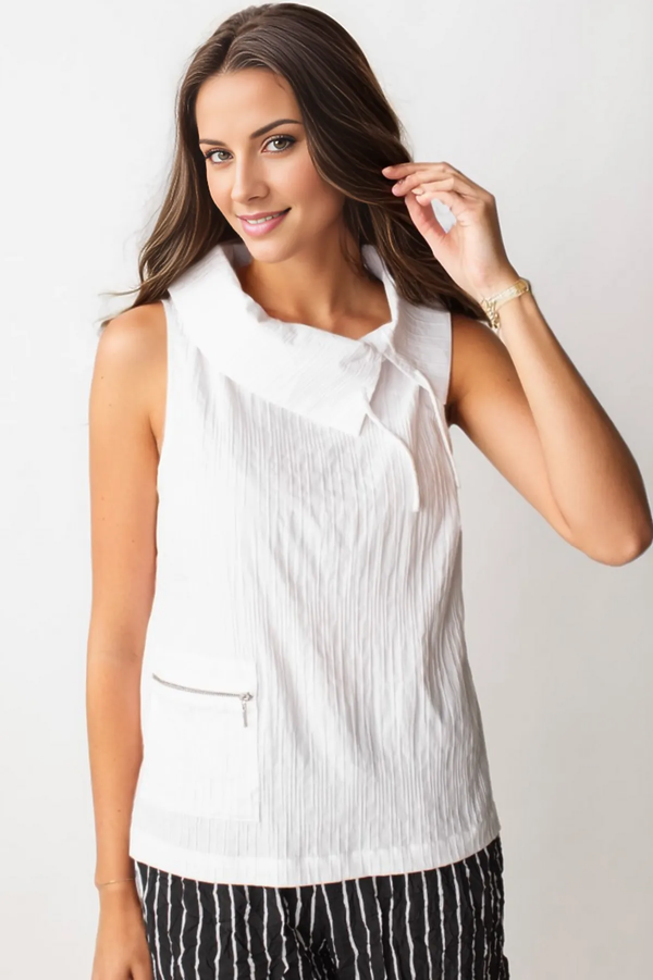 LIV by Habitat Pleated Cotton Drawstring Tank in White