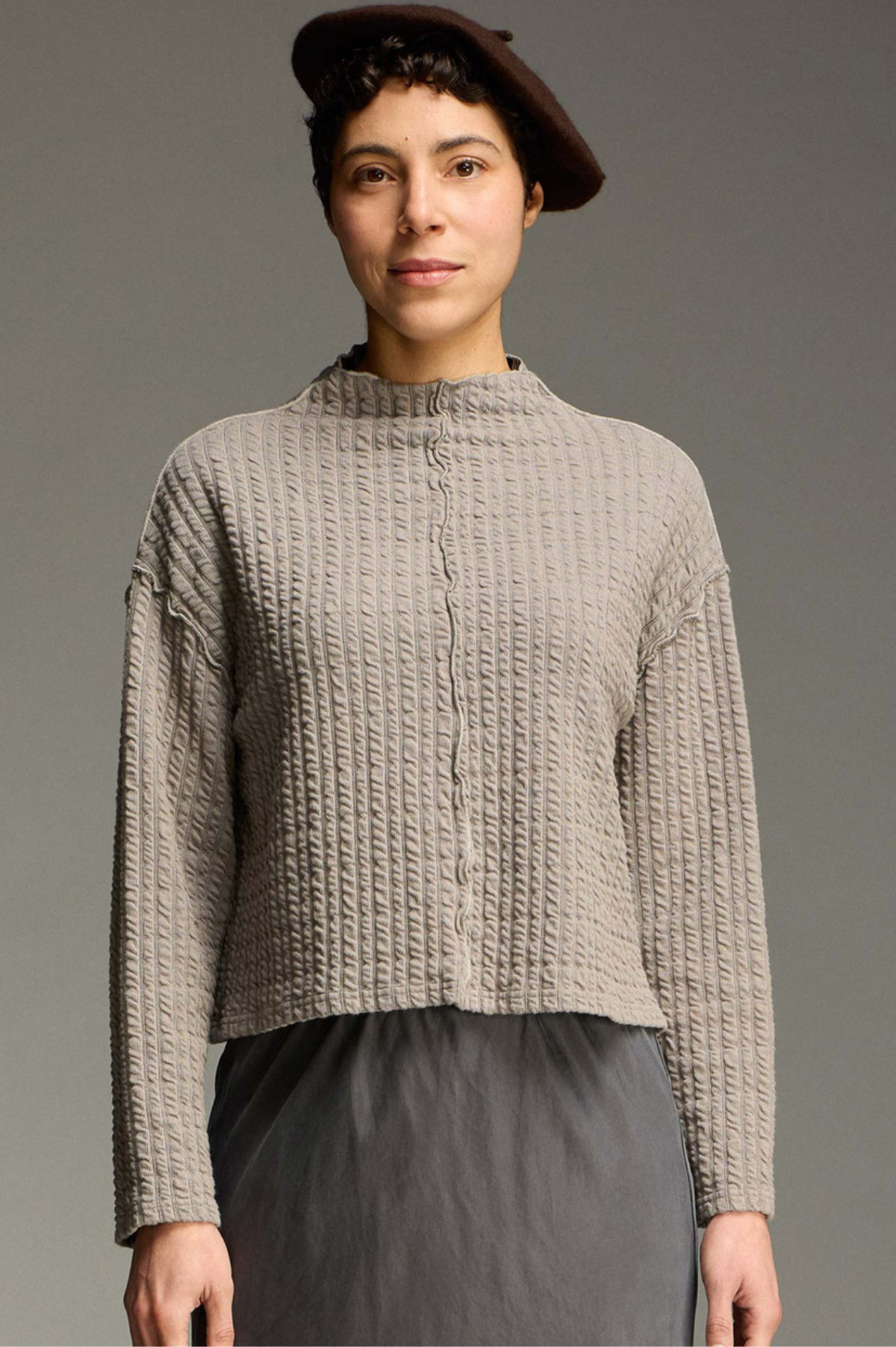 Cut Loose Textured Stripe  Funnel Pullover Fall 2026- Special Order