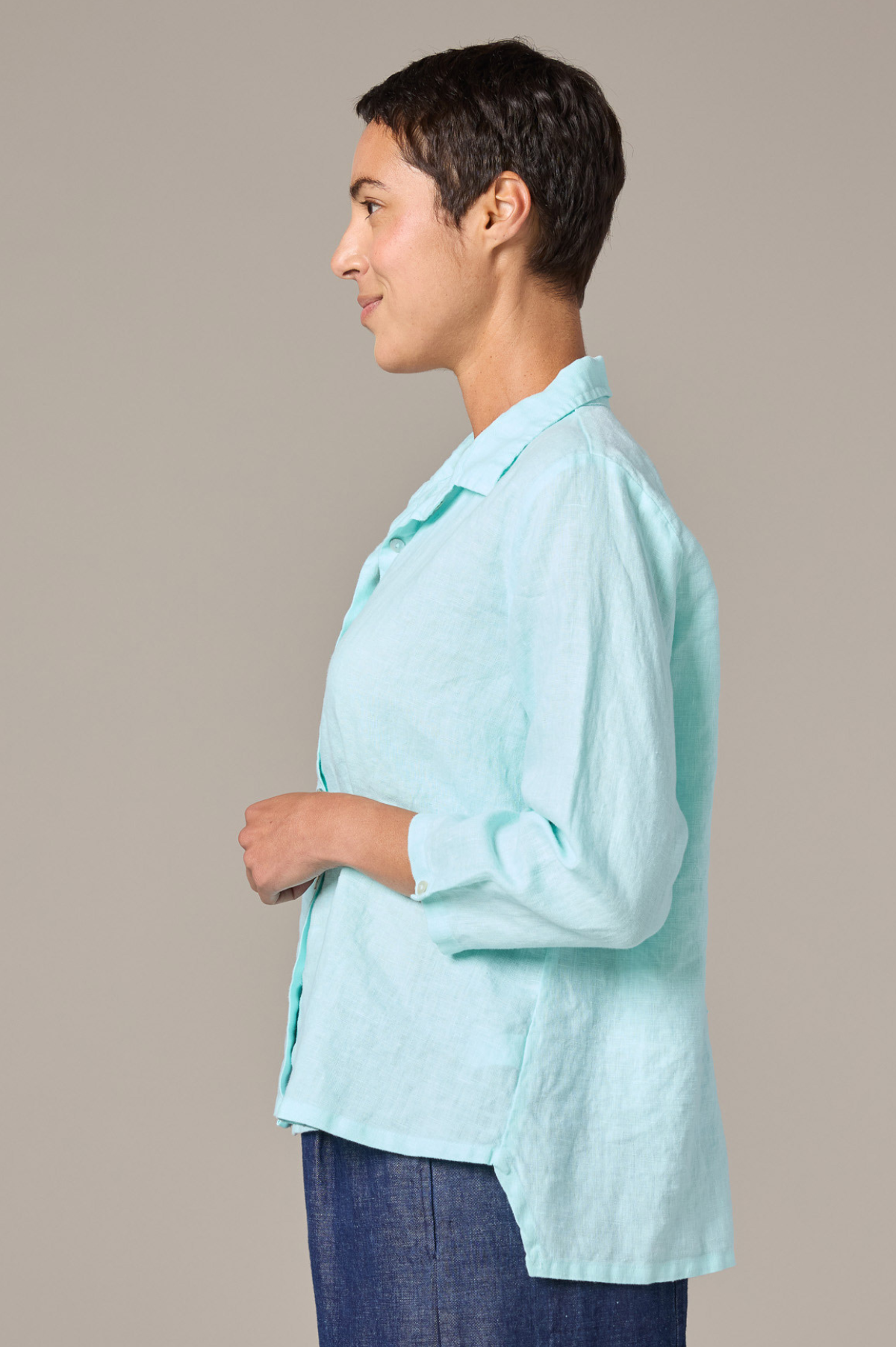 Cut Loose Solid Linen Hi-Low Crop Shirt Spring 2026- Special Order