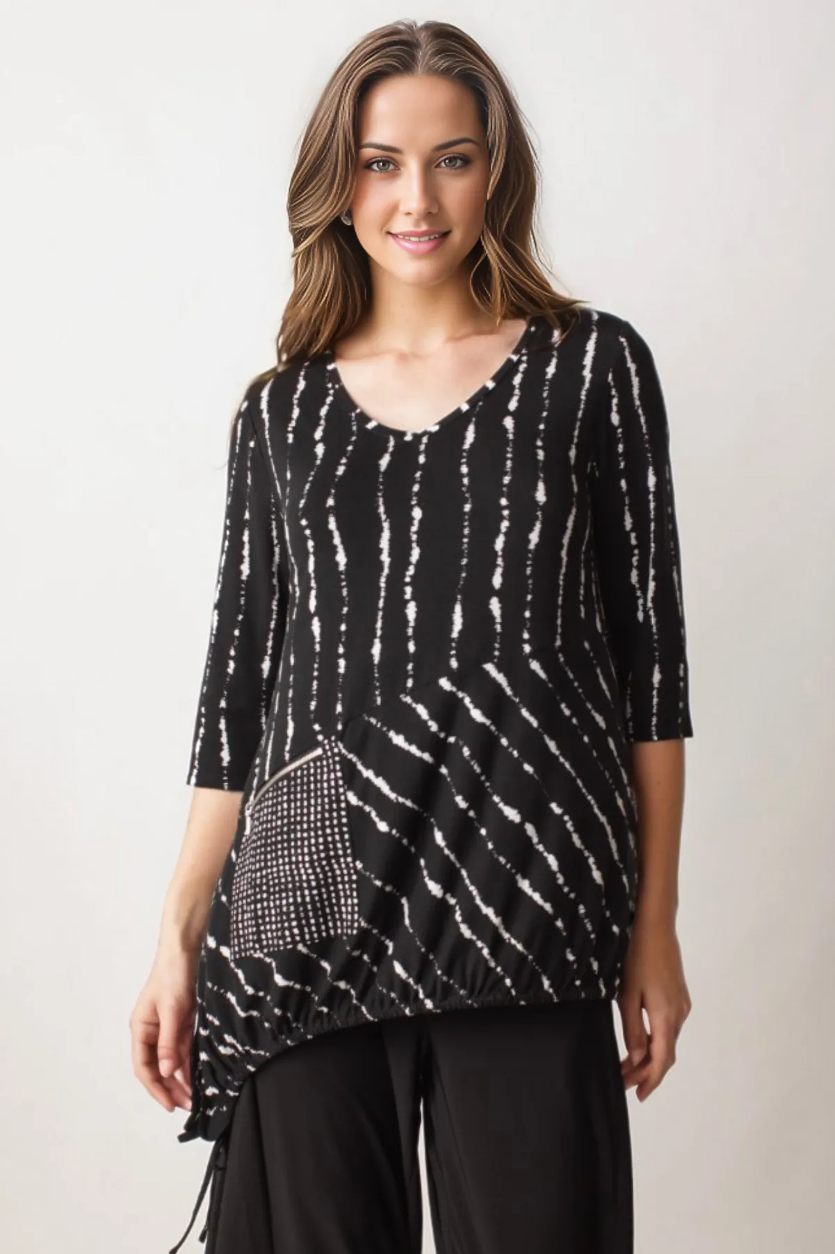 LIV by Habitat Drawstring Tunic in Black Stripe