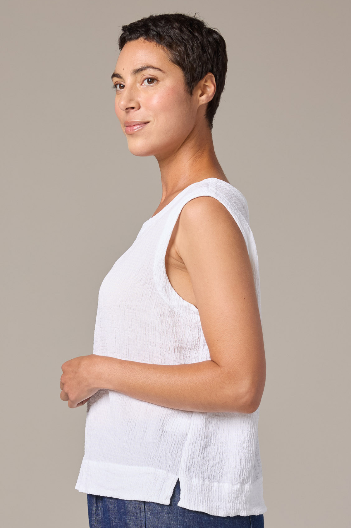 Crinkle Check Shell w/Wide Facing by cut loose clothing