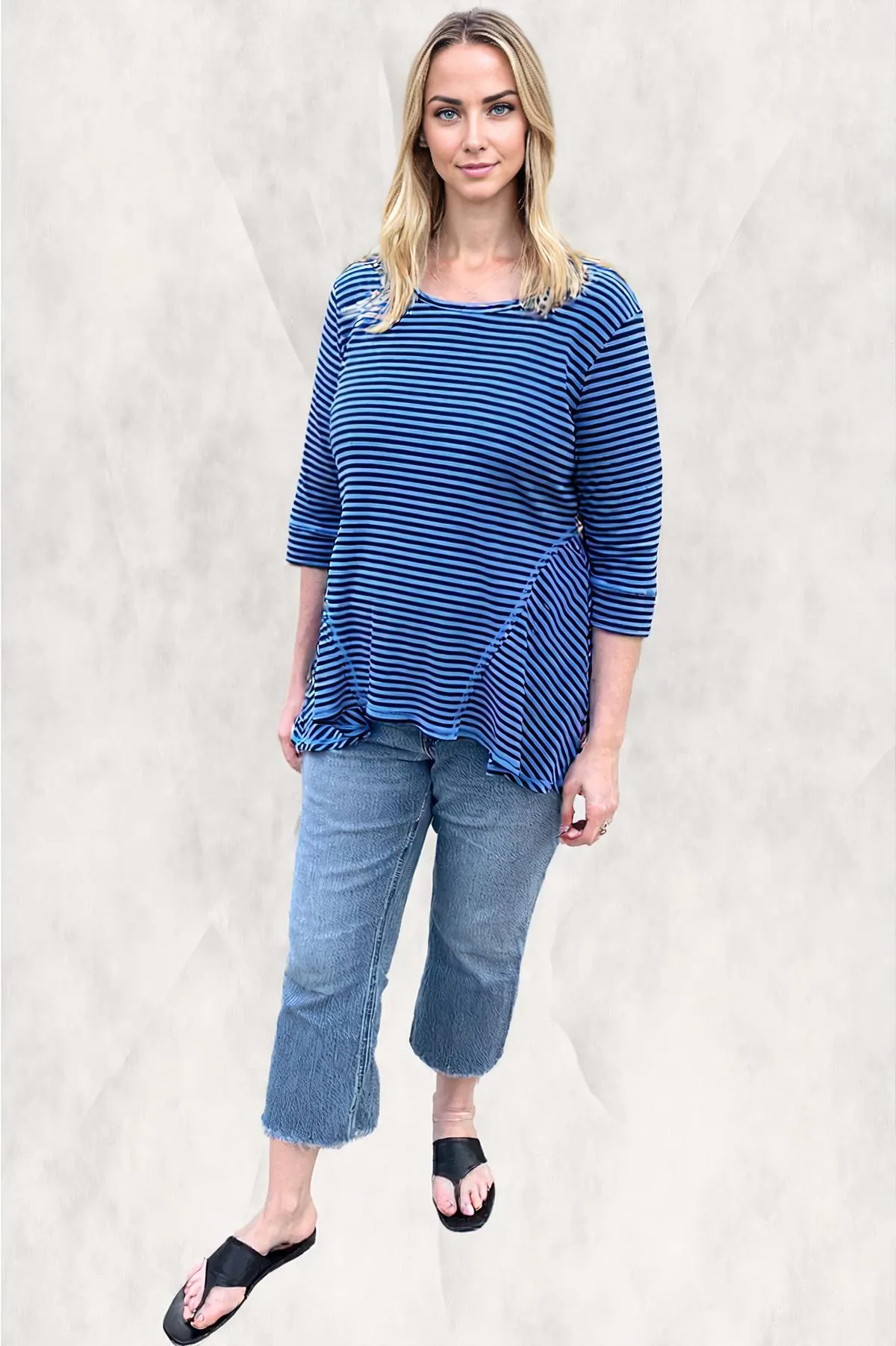 Color Me Cotton Navy Stripe Tunic by CMC Click