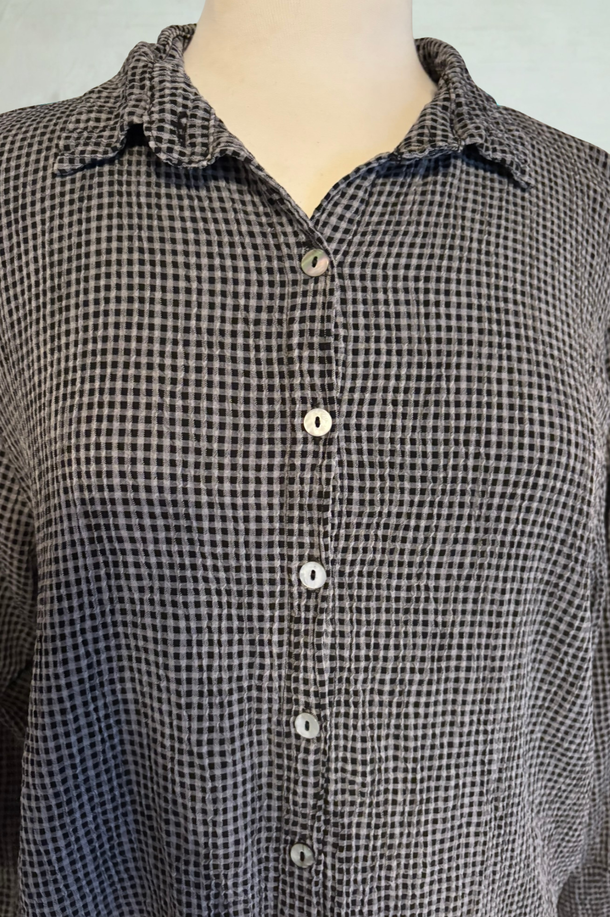 Cut Loose Crinkle Check Crop Easy Shirt Spring 2026- Special Order - thread to cloth