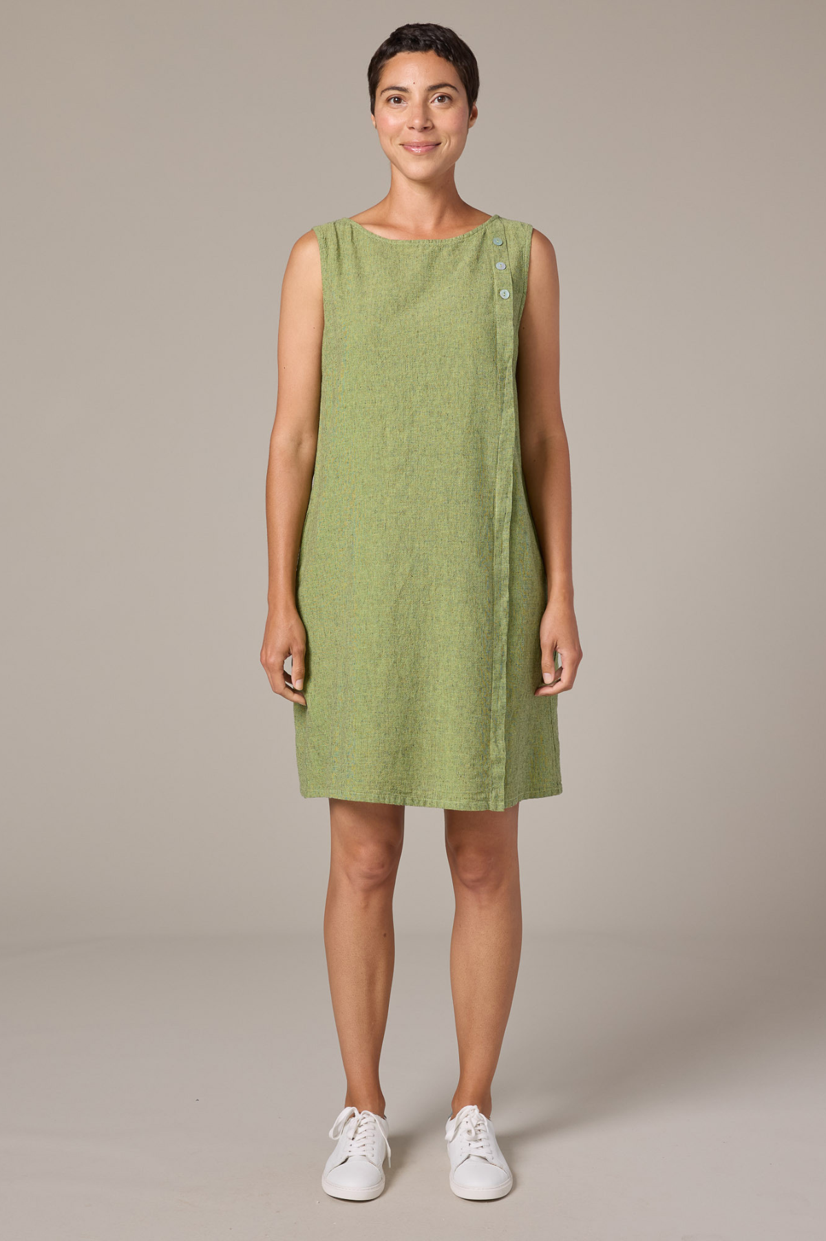 Cut Loose Crosshatch Linen Cotton Button Shift Dress Spring 2026- Special Order