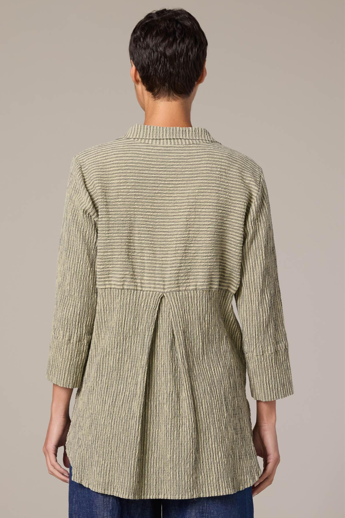 Cut Loose Linen Grey Stripe Crinkle Easy Shirt Spring 2026