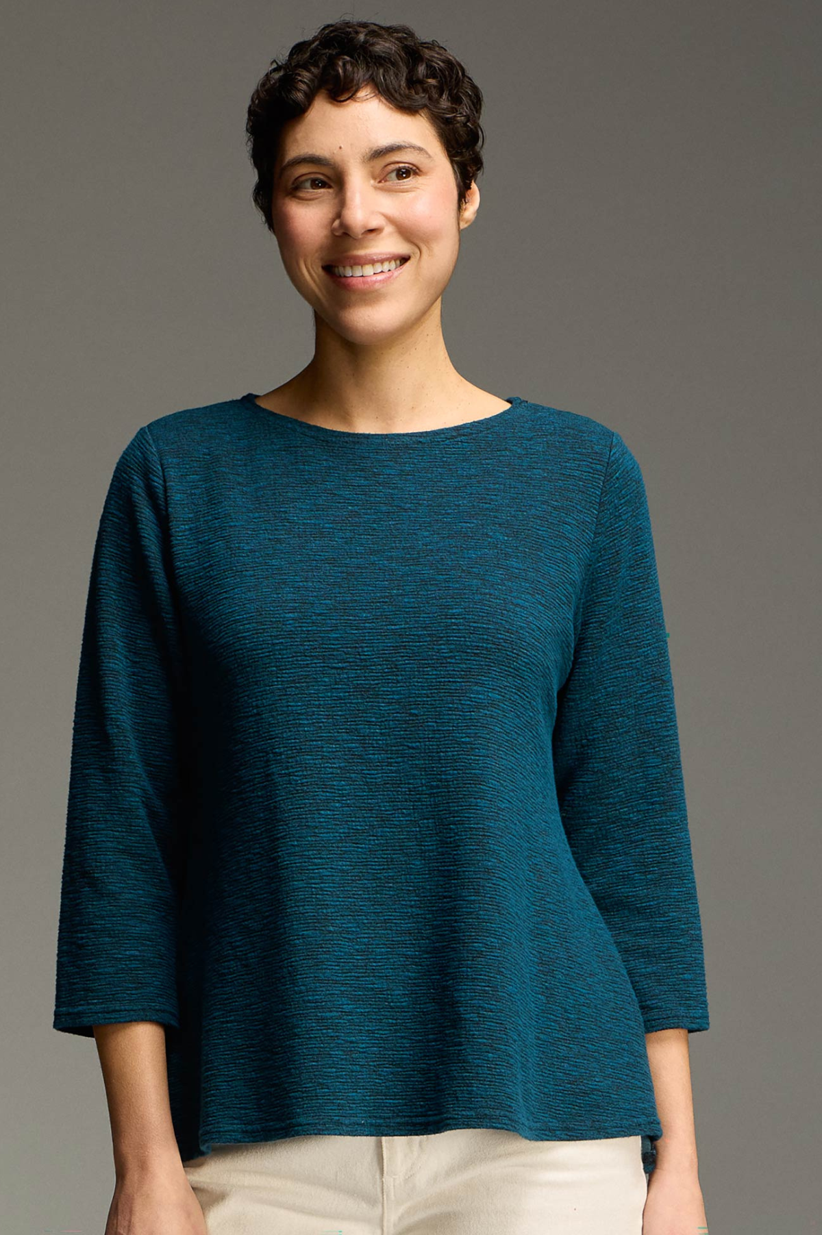 Cut Loose Crimped 3/4 Aline Boatneck Top Fall 2026- Special Order