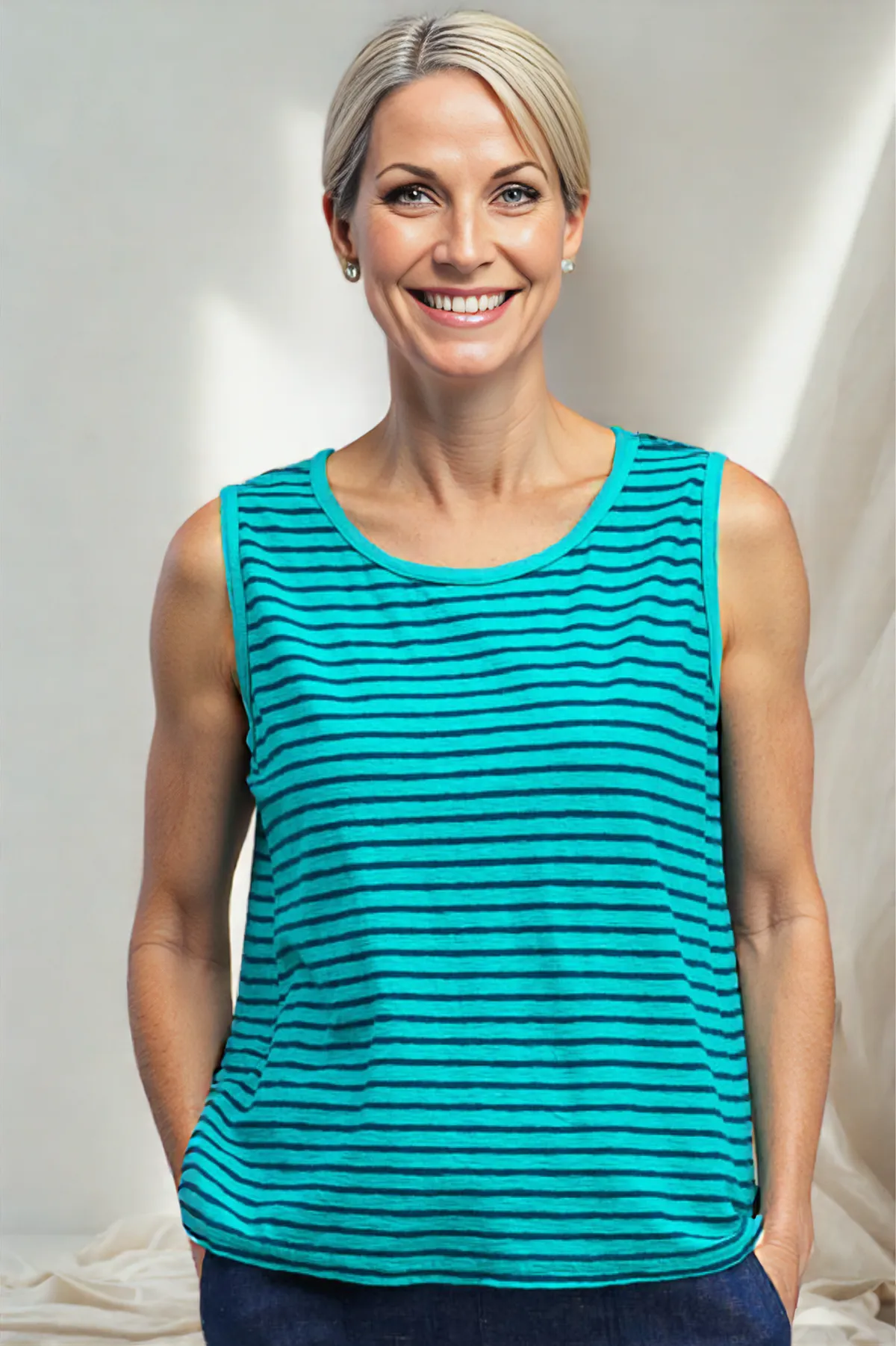 Cut Loose Navy Stripe Sleeveless Tank Summer 2026- Special Order