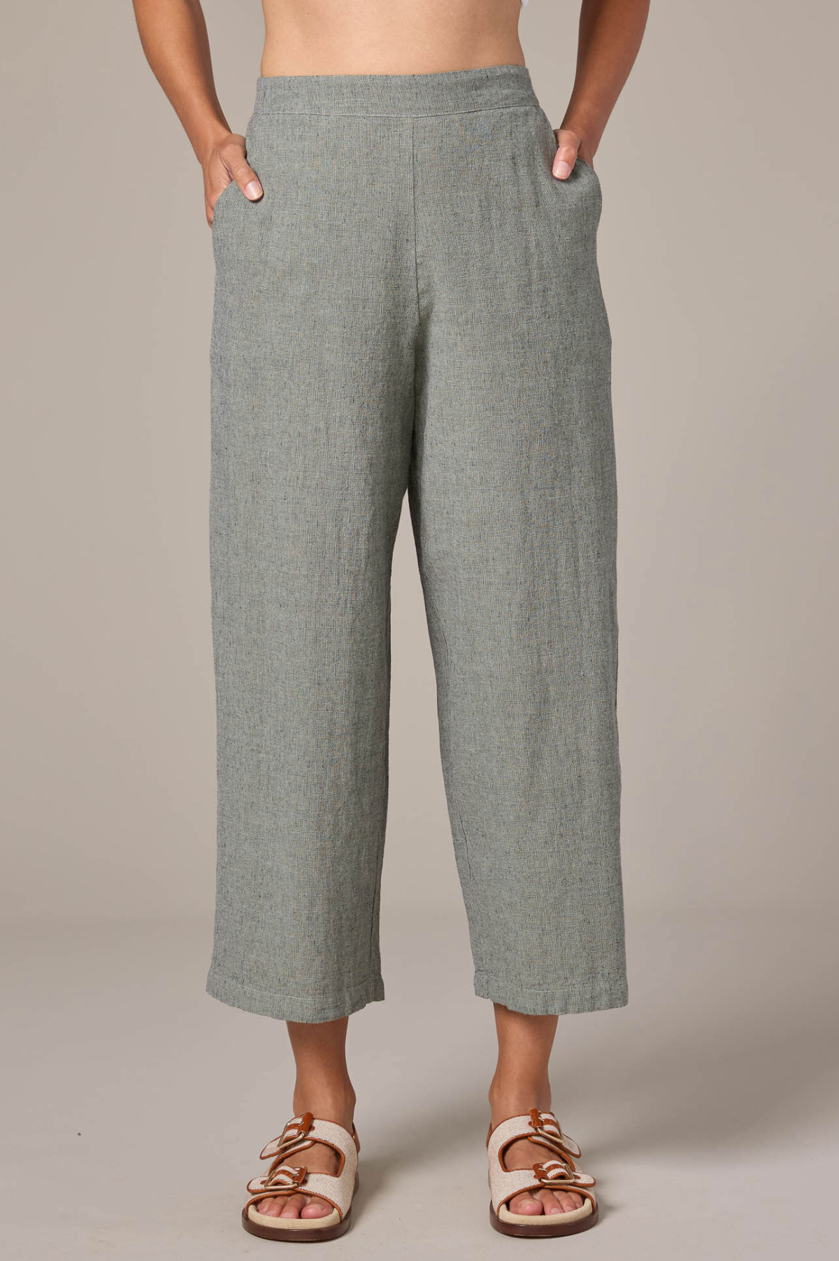 Cut Loose Crosshatch Linen Cotton Crop Wide Leg Pant Spring 2026
