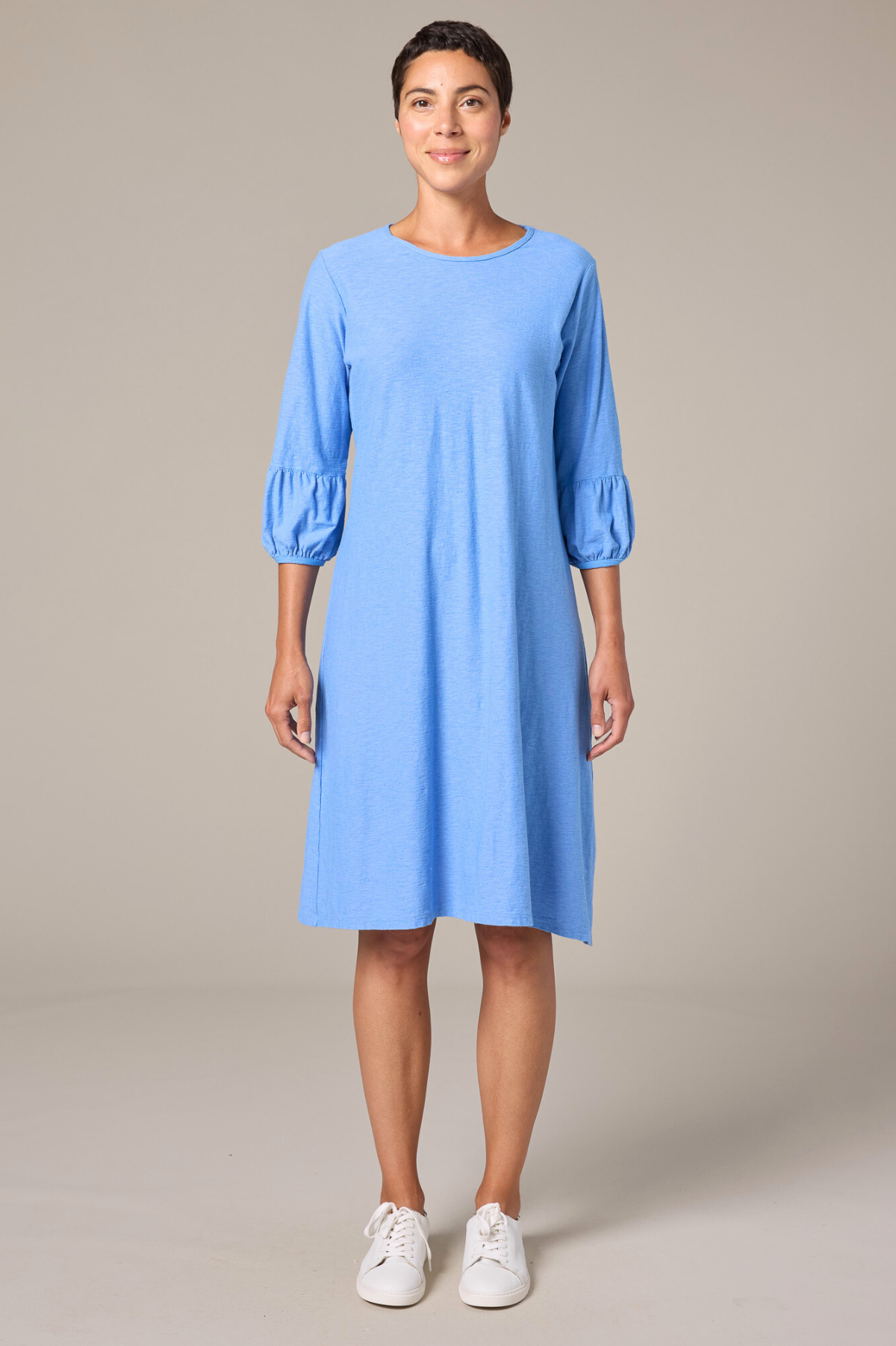 Cut Loose Linen Cotton Jersey Bubble Sleeve Dress Spring