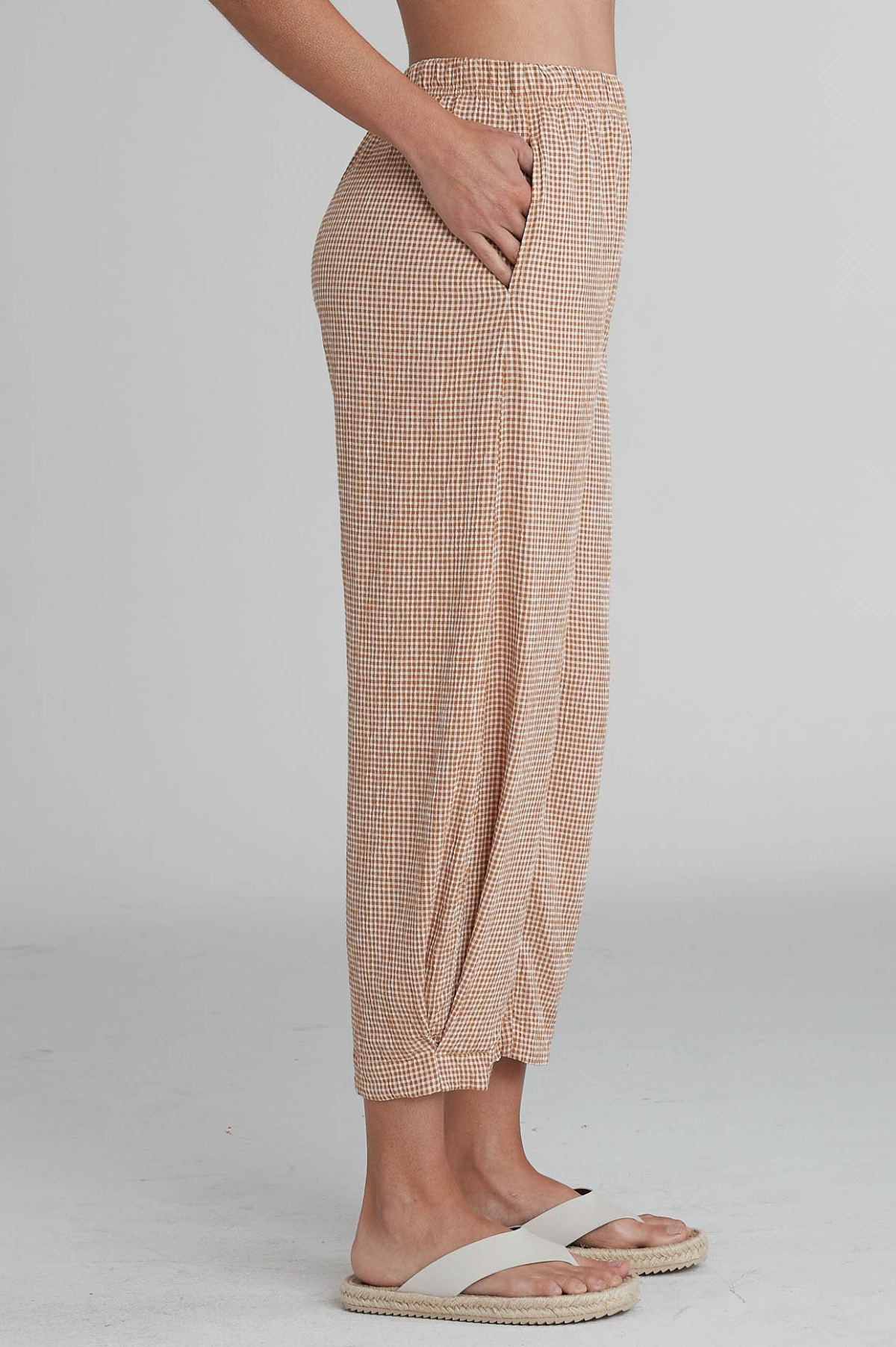 Cut Loose Crinkle Check Side Pleat Pant Spring 2025- Special Order