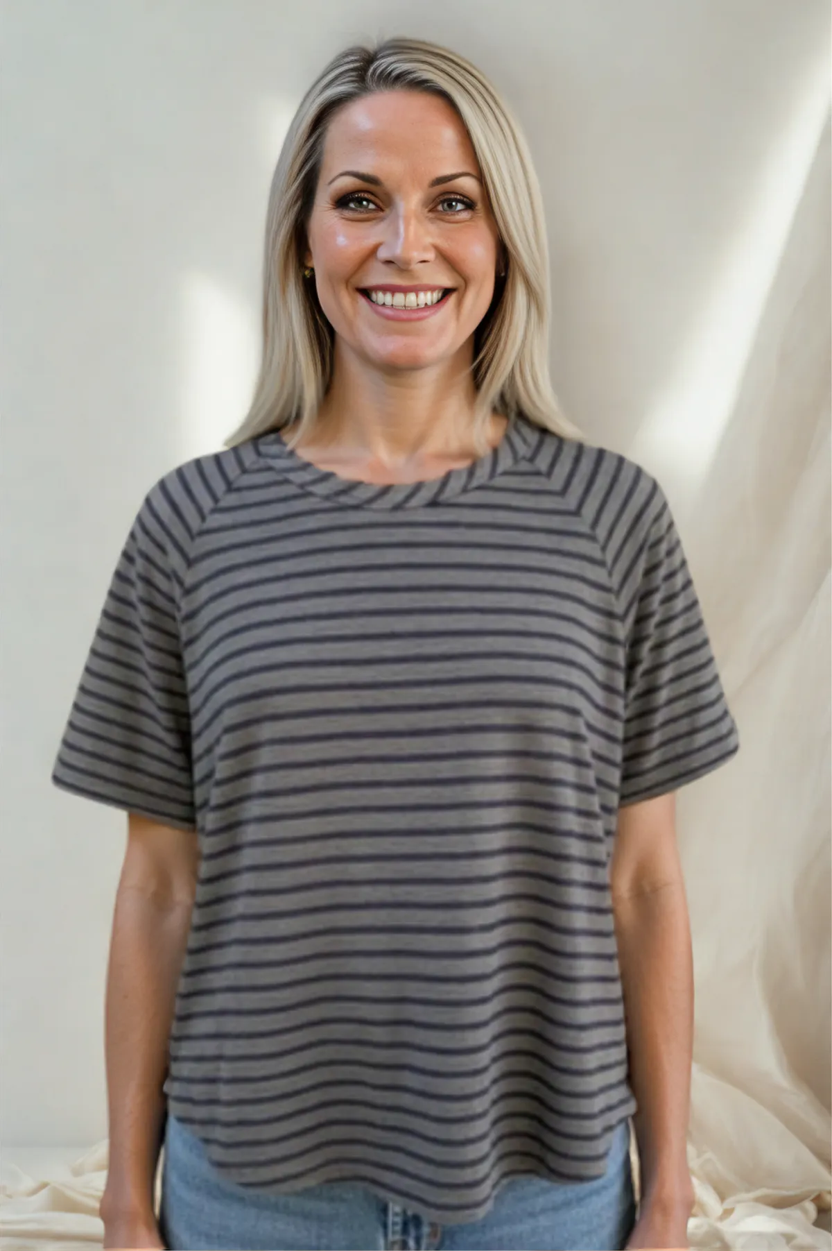 Cut Loose Navy Stripe Boxy Raglan Top Summer 2026- Special Order - thread to cloth