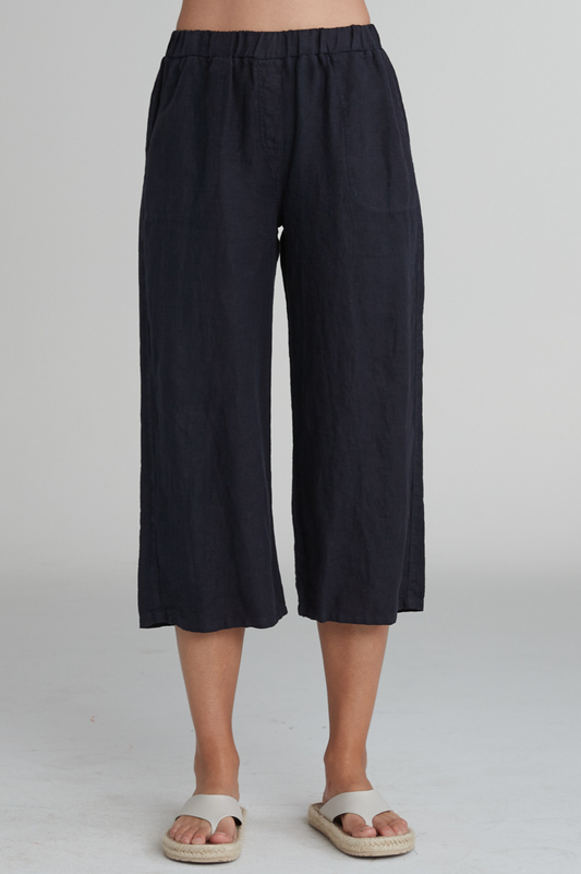 Cut Loose Solid Linen Easy Crop Pant Spring 2025- Special Order