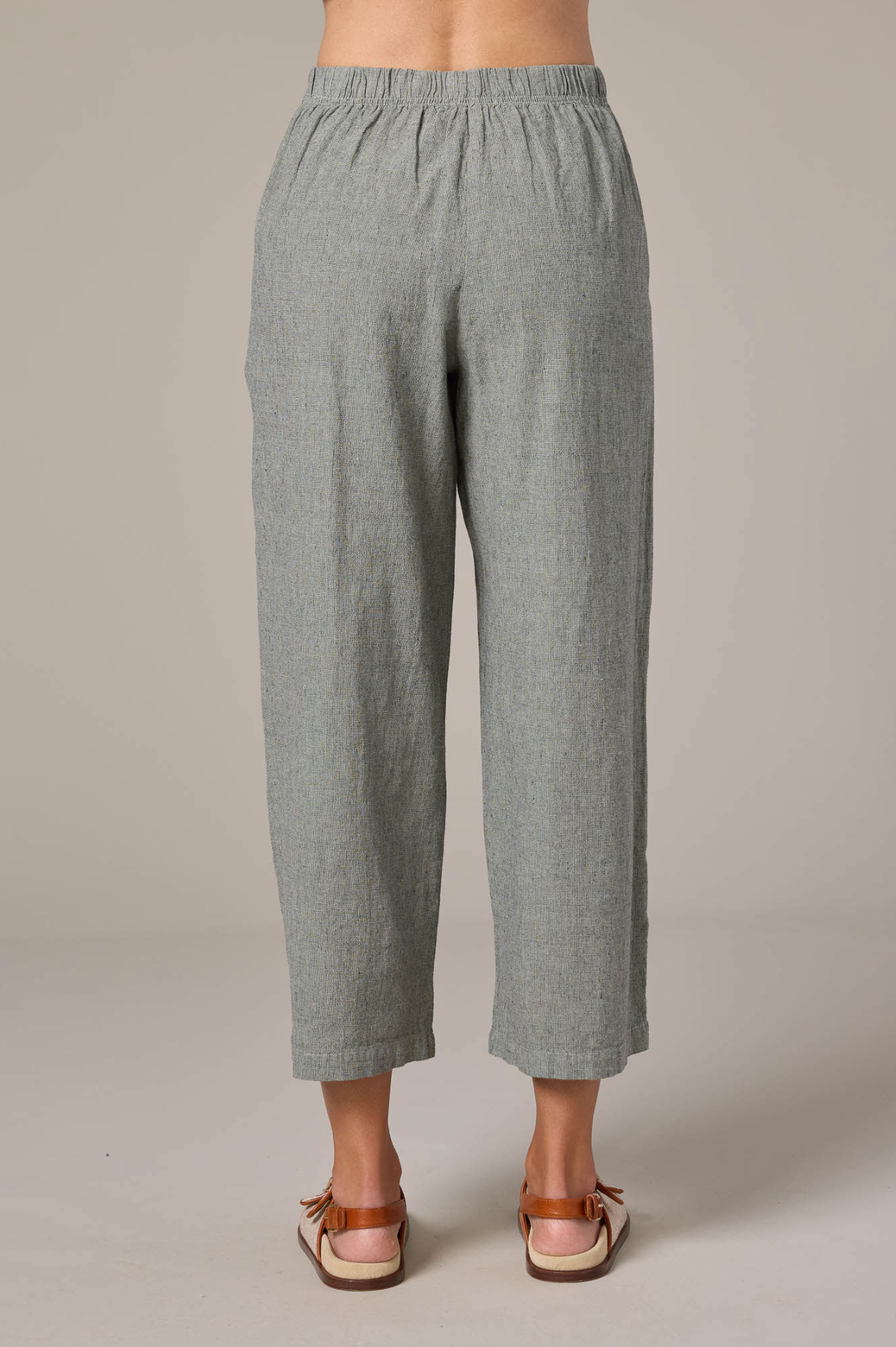 Cut Loose Crosshatch Linen Cotton Crop Wide Leg Pant