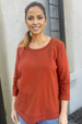 French Terry Pullover Top-Pumpkin