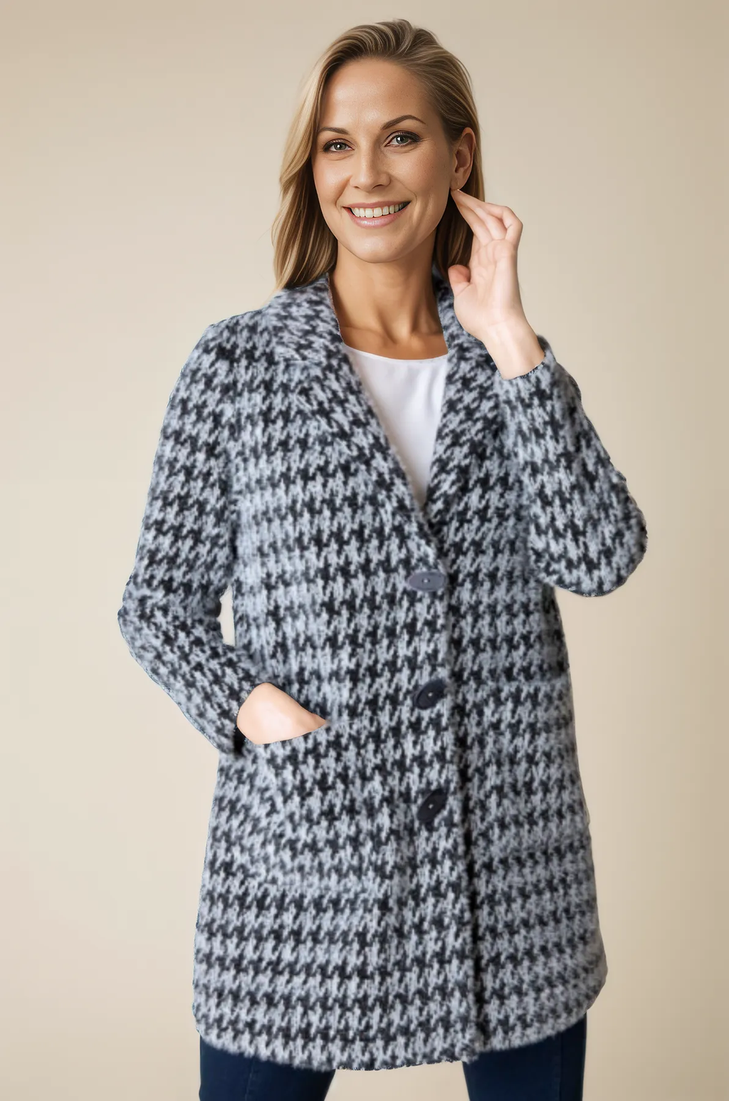 Habitat Clothing Chenille Houndstooth Car Coat-Special Order