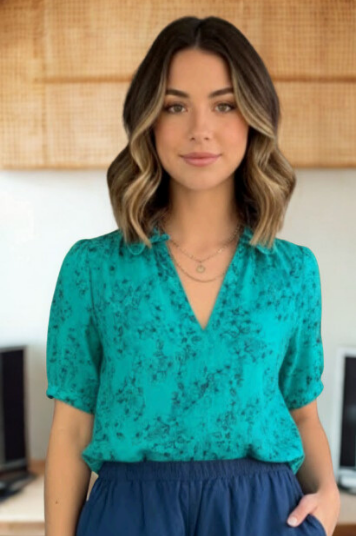 Cut Loose Morning Glory Linen Ruffle Top 2026- Special Order