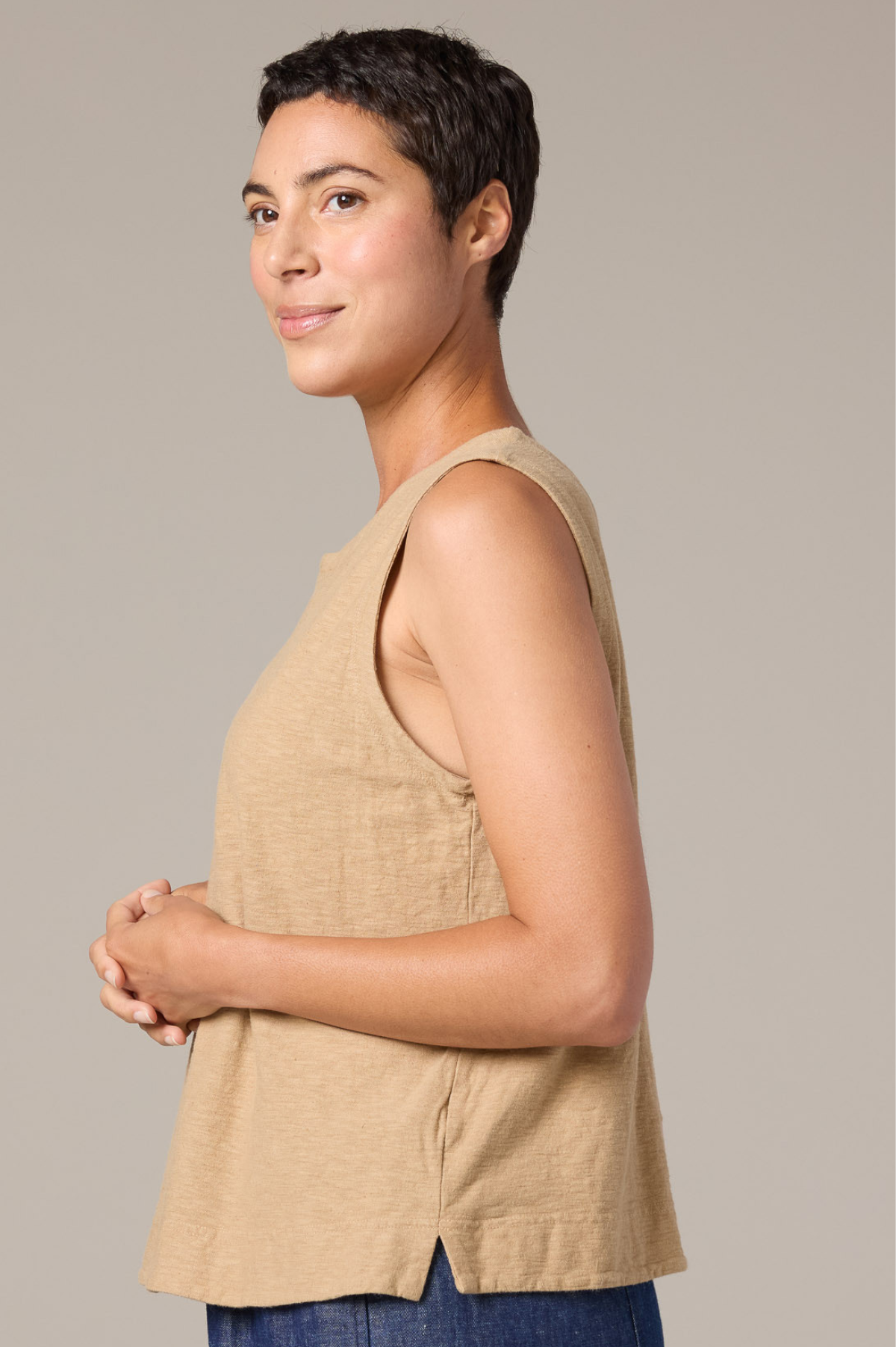 Cut Loose Linen Cotton Jersey Tank top