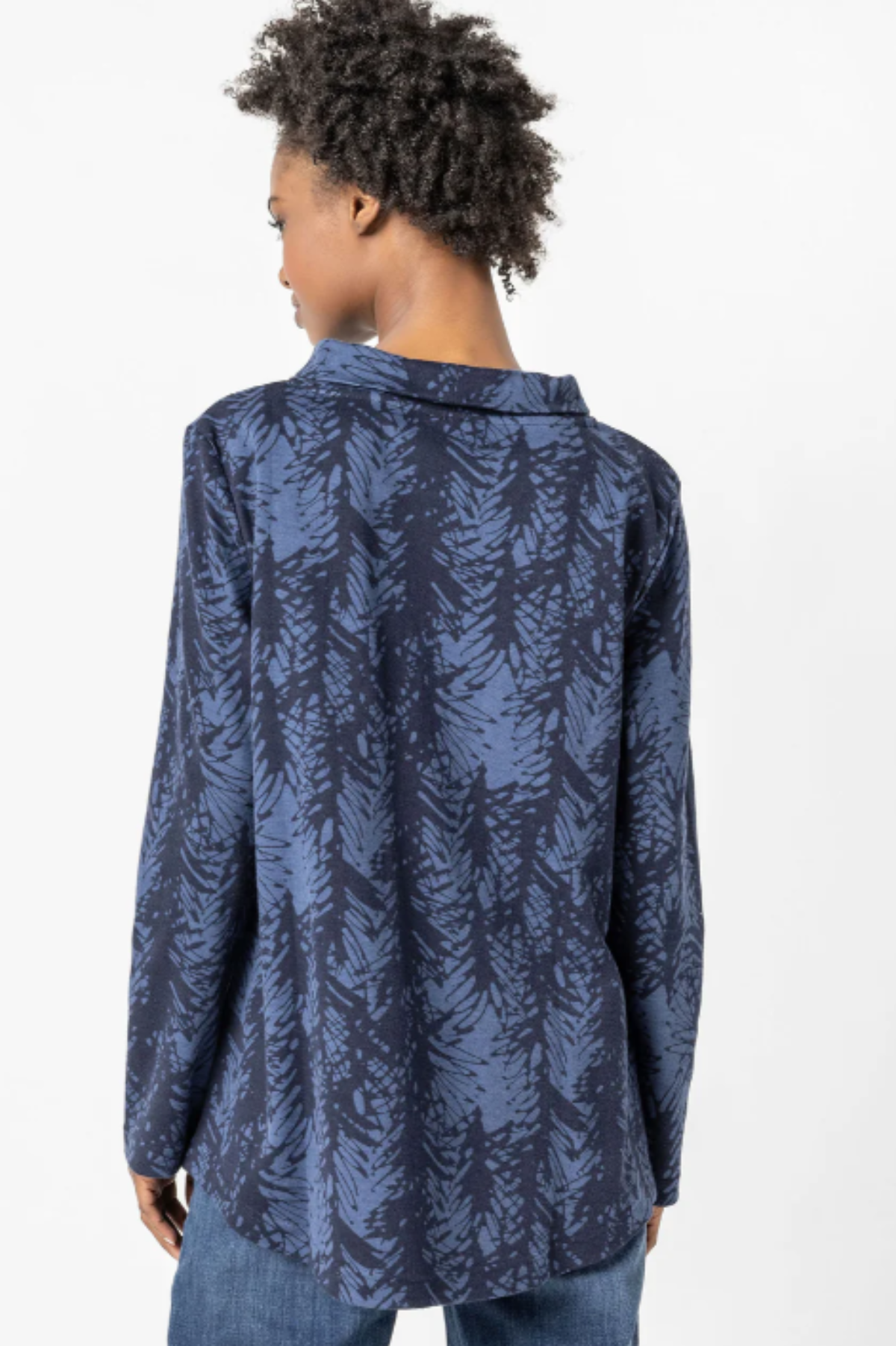 Komil Clothing Fern Print Funnel Long Top