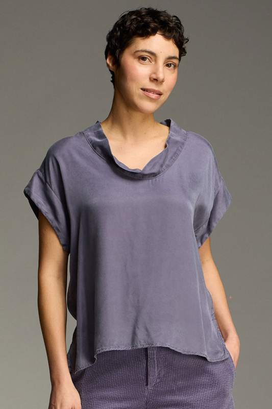 Cut Loose Vintage Satin SS Cowl Neck Top Fall 2026- Special Order