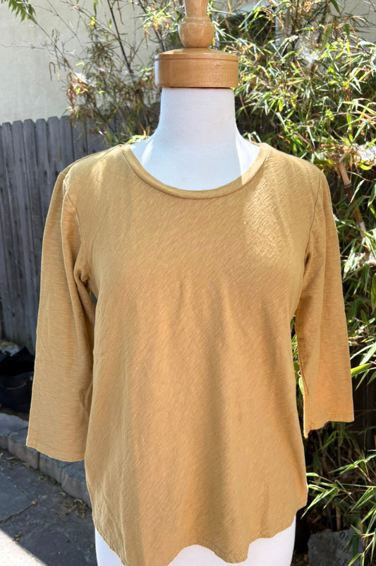 Cut Loose Linen Cotton Jersey 3/4 Sleeve Bias Tee -Manuka
