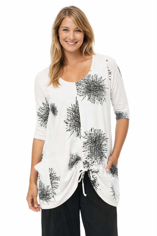 Tulip Clothing Murray Ivory Scribble Tunic by Snapdragon & Twig