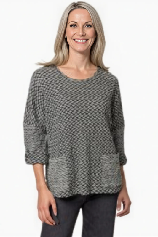 Komil Clothing Ashton Weave Top-Grey
