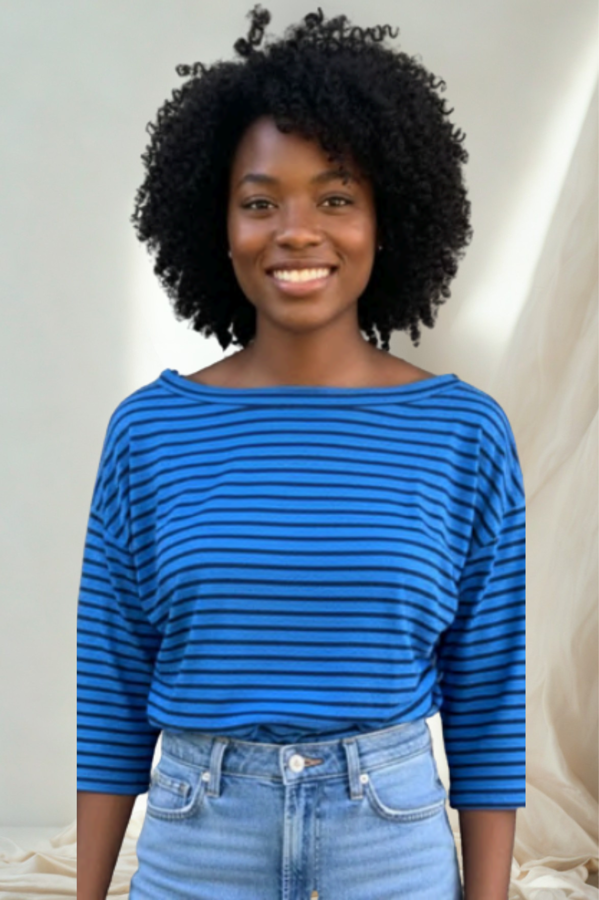 Cut Loose Navy Stripe Mock Boatneck Tee Summer 2026- Special Order