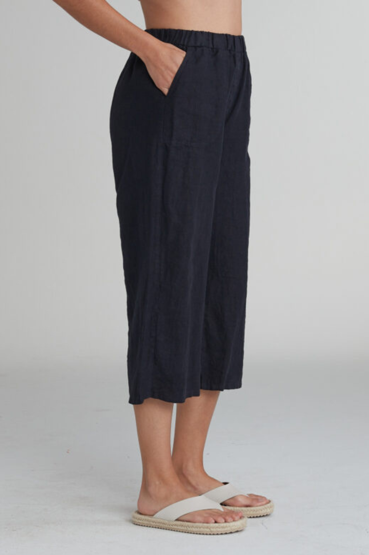 Cut Loose Solid Linen Easy Crop Pant Spring 2025- Special Order