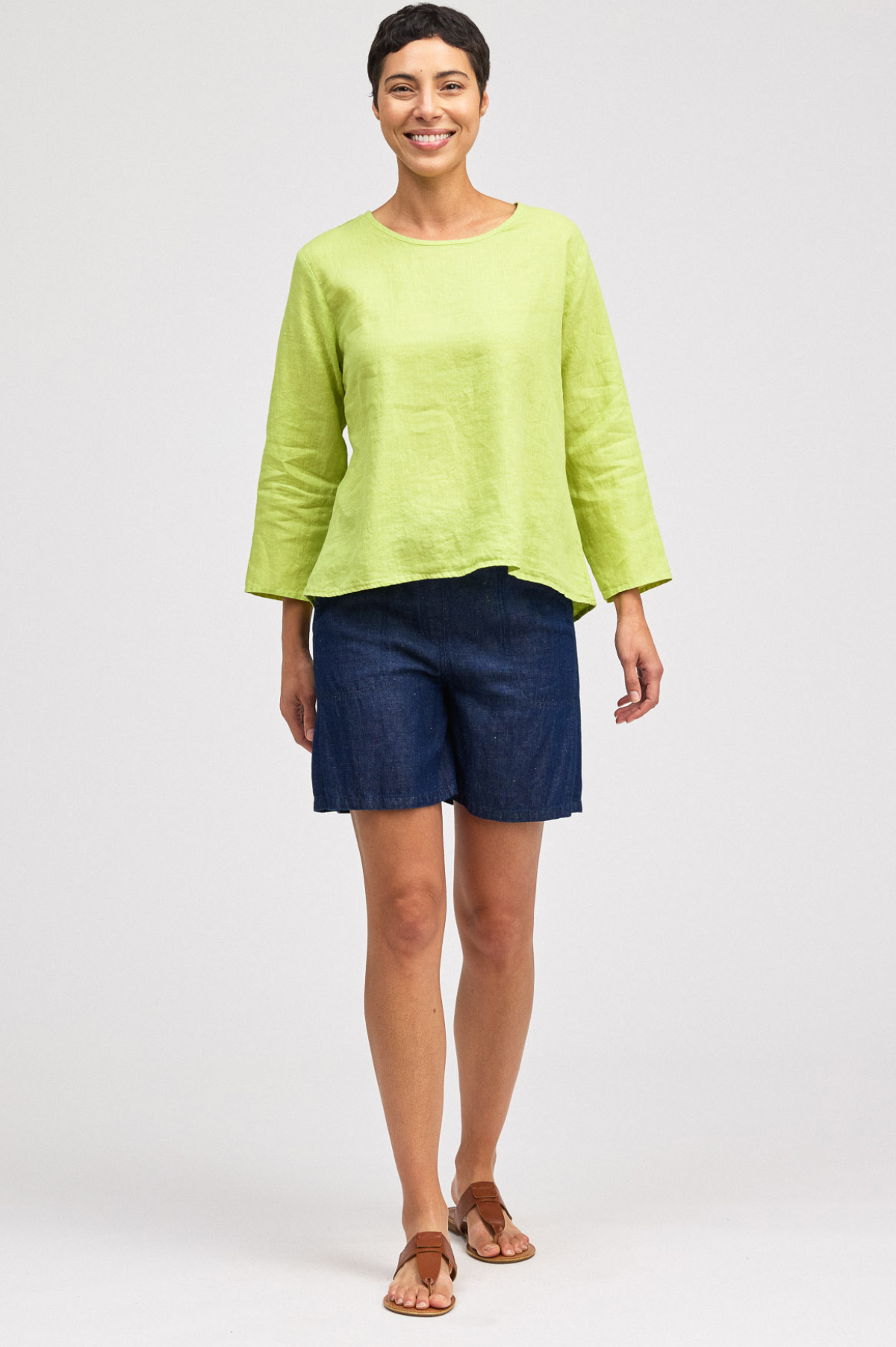 Cut Loose Hanky Linen 3/4 Sleeve Split Back Top Summer 2026- Special Order - thread to cloth