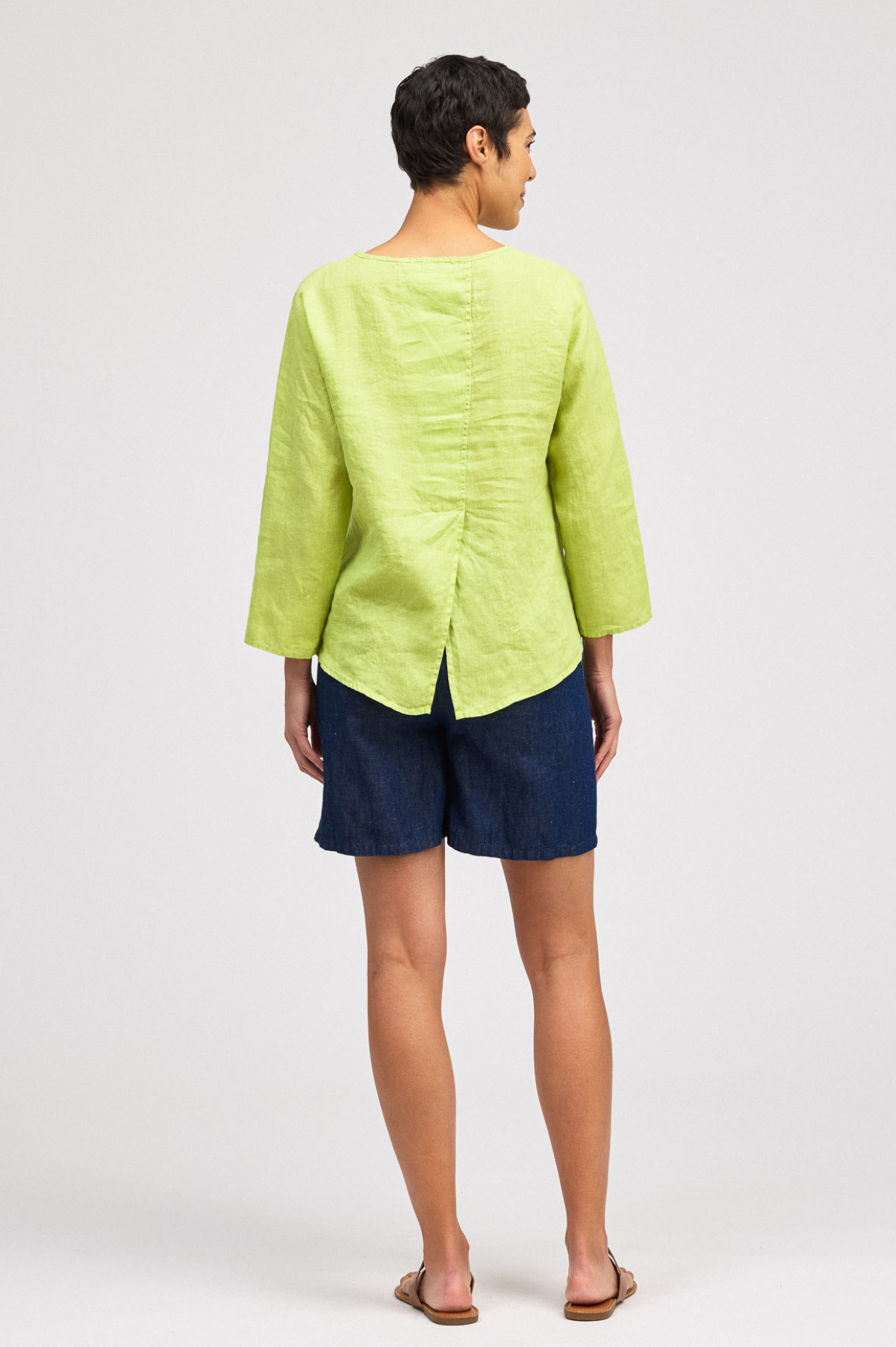 Cut Loose Hanky Linen 3/4 Sleeve Split Back Top Summer 2026- Special Order - thread to cloth