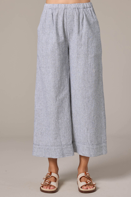 Cut Loose Crosshatch Linen Cotton Pleated Crop Pant Spring