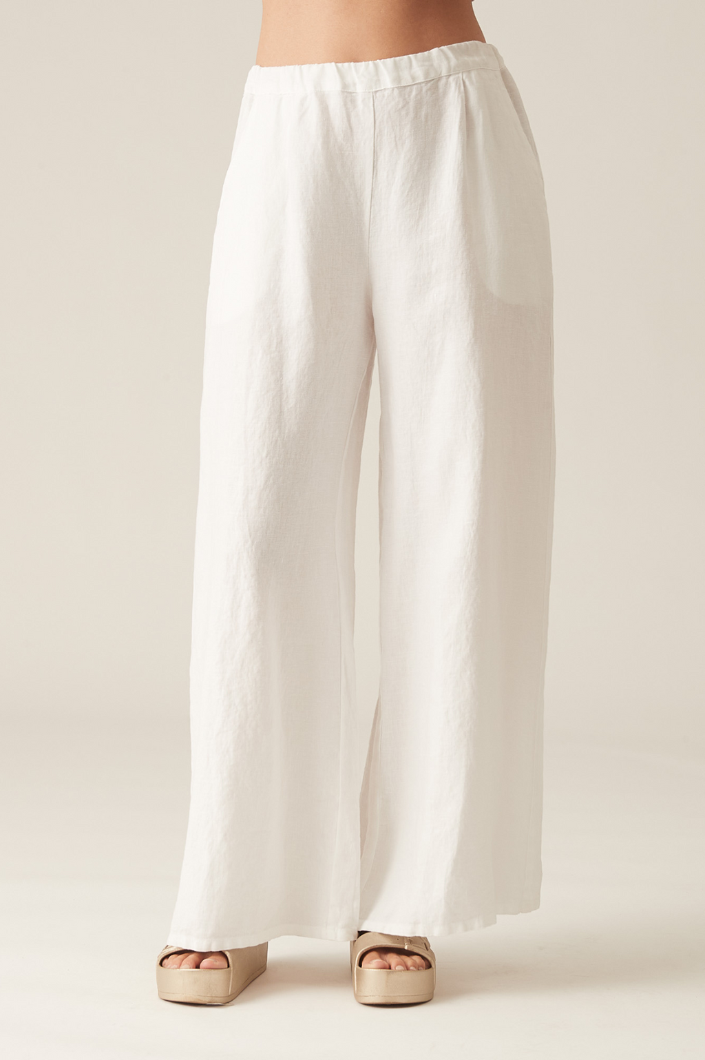Cut Loose Solid Linen Wide Leg Long Pleat Pant Spring 2024-Special Order