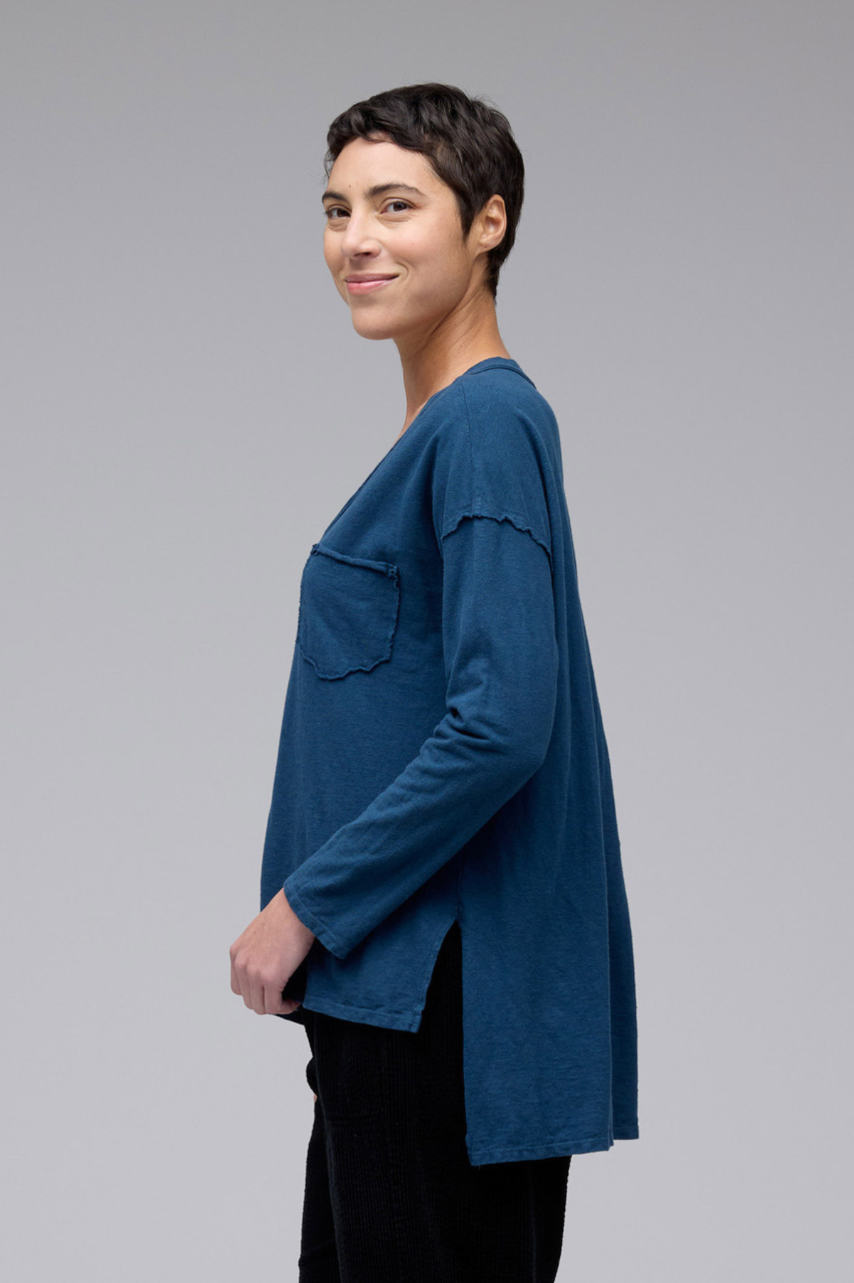 Cut Loose Linen Cotton Jersey Deep V Top Fall 2025-Special Order