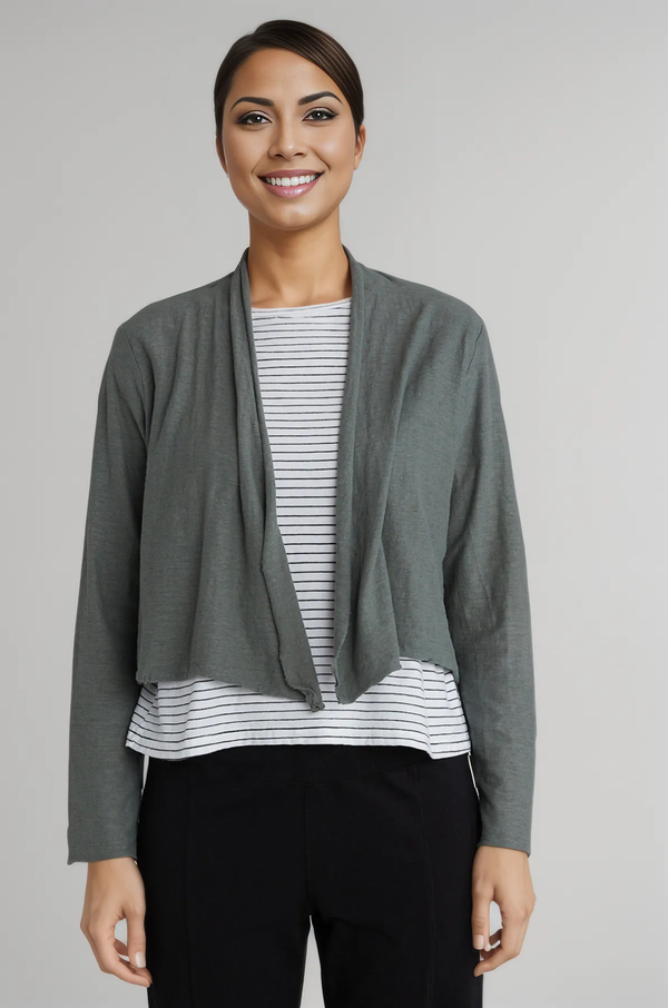 Cut Loose Linen Cotton Jersey Cropped Pocket Cardigan Spring 2025- Special Order