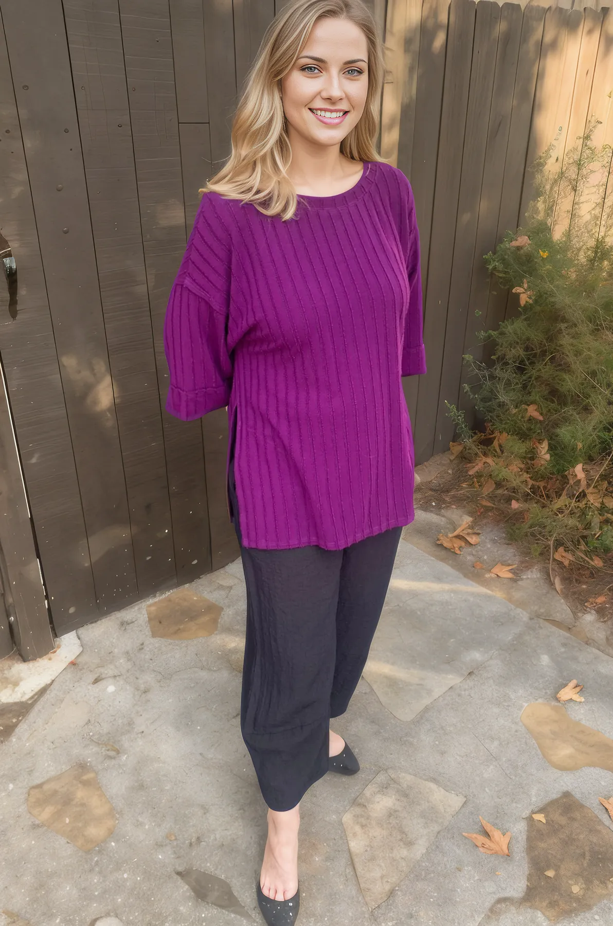 Cut Loose Fall Frayed Stripe One Size Pullover