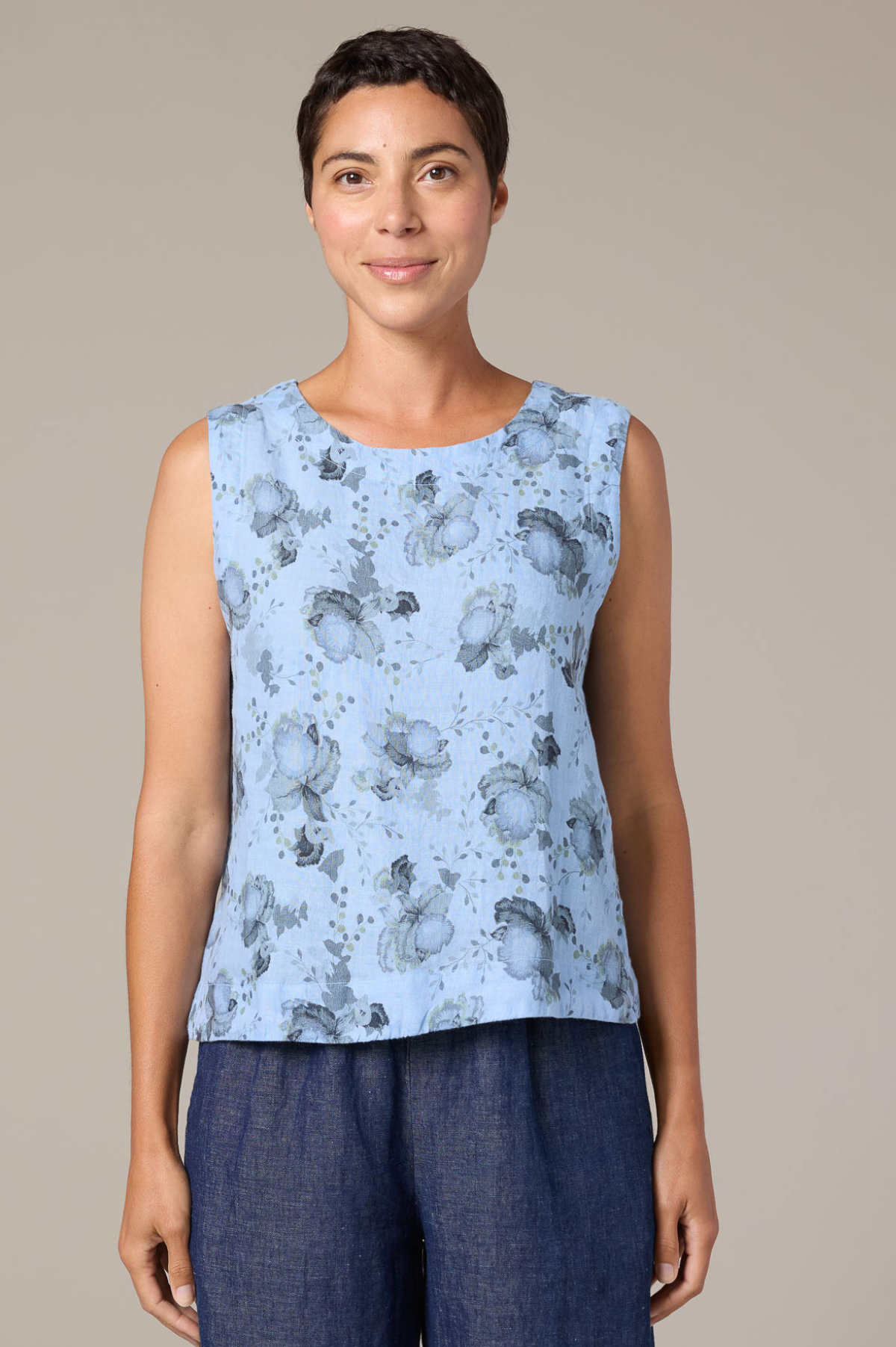 Cut Loose Leoni Floral Print Linen Shell w/Wide Facing Spring 2026- Special Order