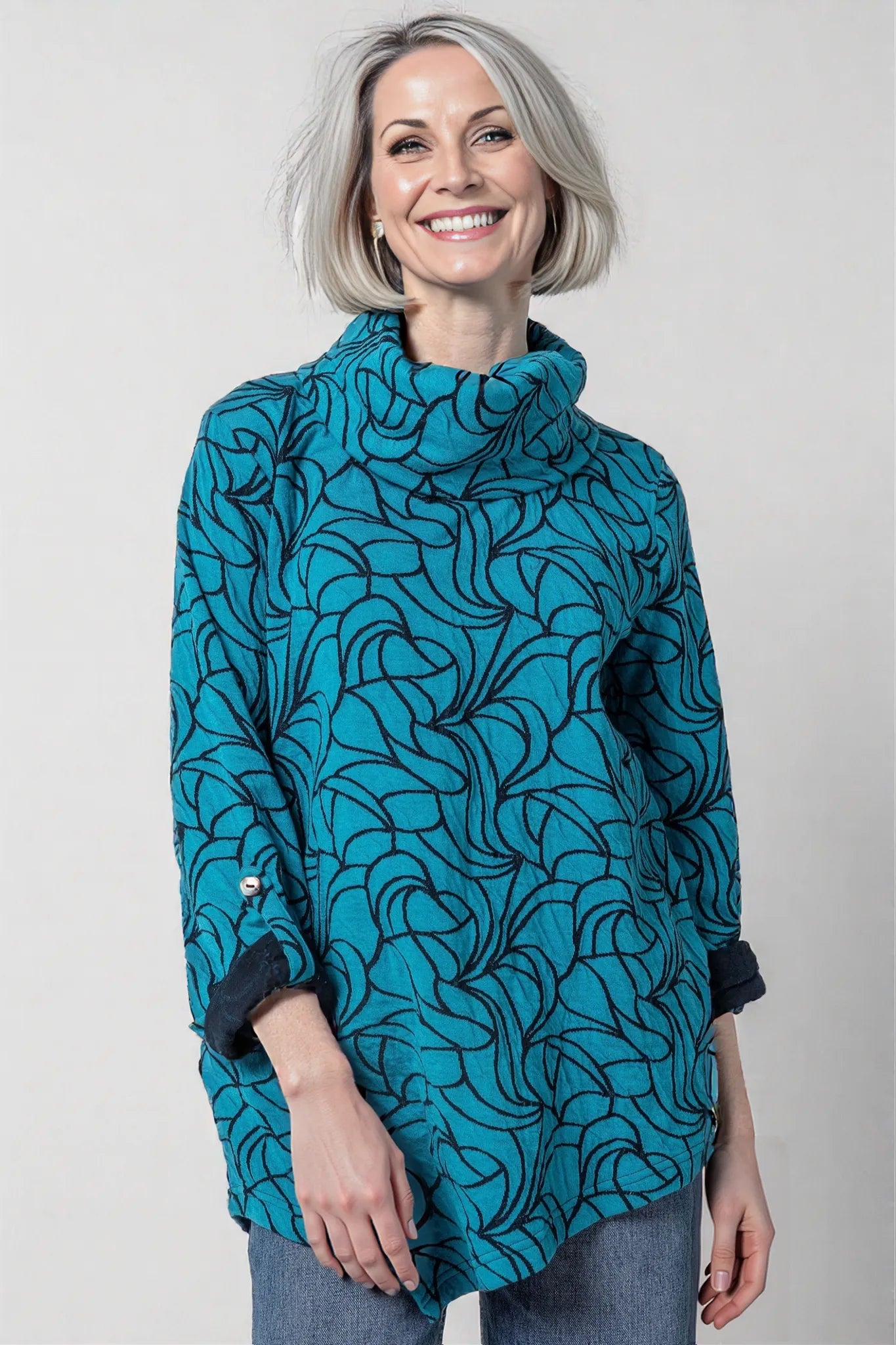 Komil Clothing Cowl Top Petal Teal