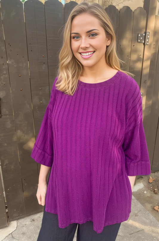 Cut Loose Fall Frayed Stripe One Size Pullover