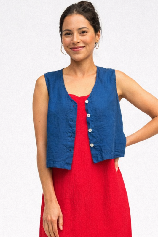 Cut Loose Hanky Linen Crop Vest Summer 2026- Special Order