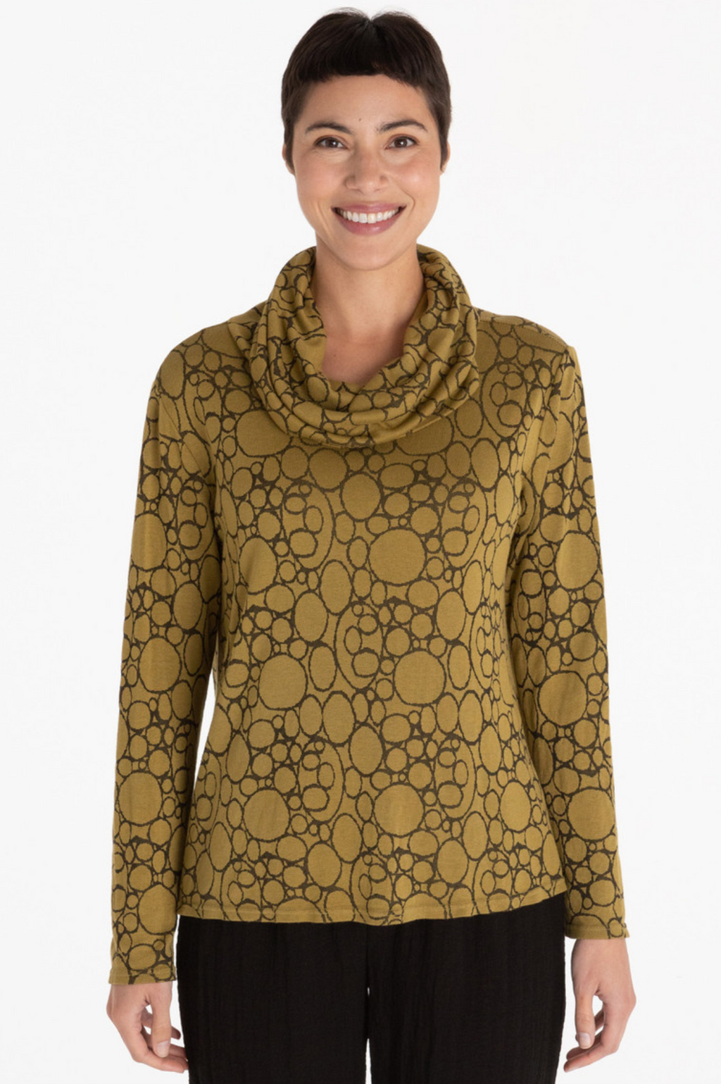 Cut Loose Ring Jacquard Cowl Neck Pullover Fall 2023- Special Order